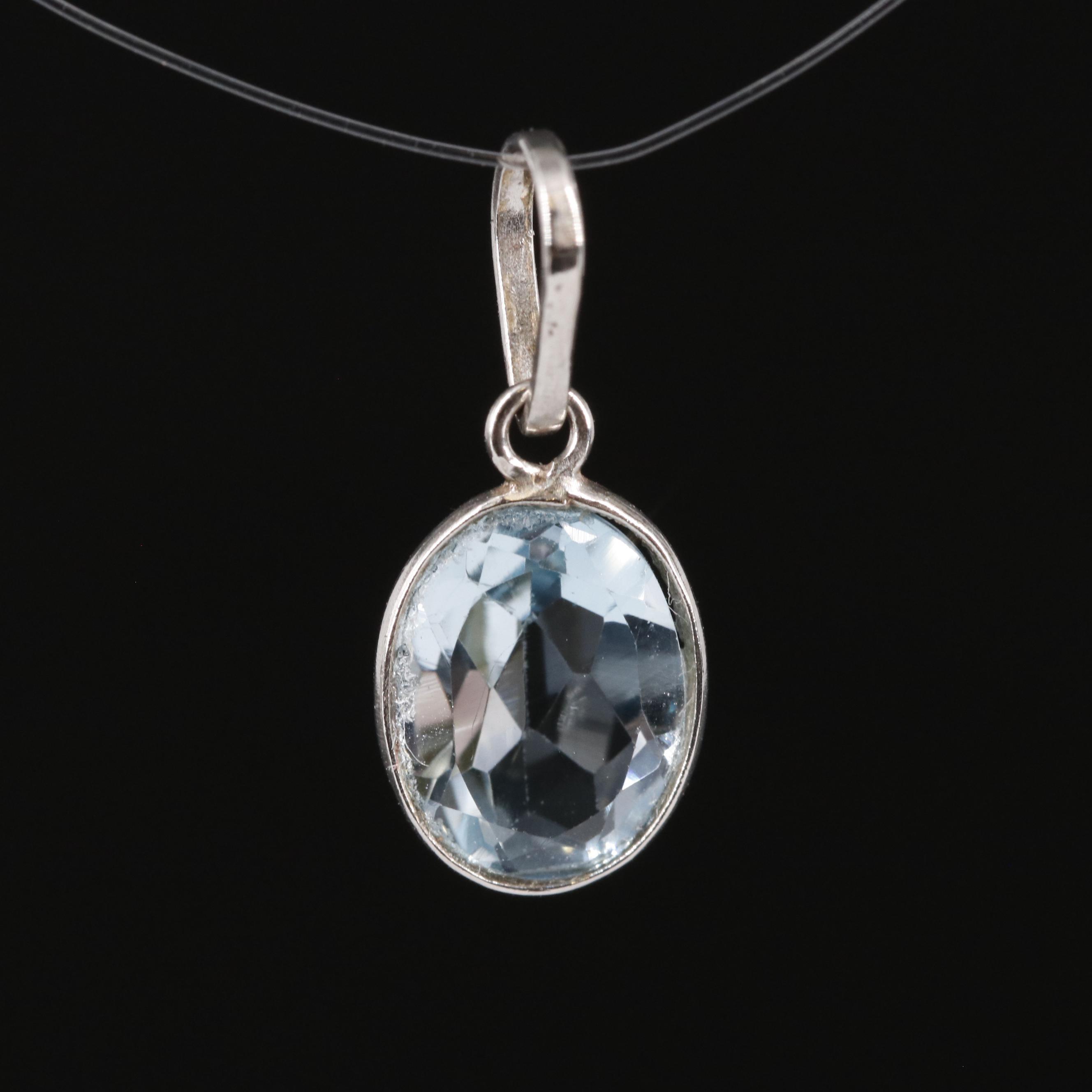 14K Blue Topaz Pendant