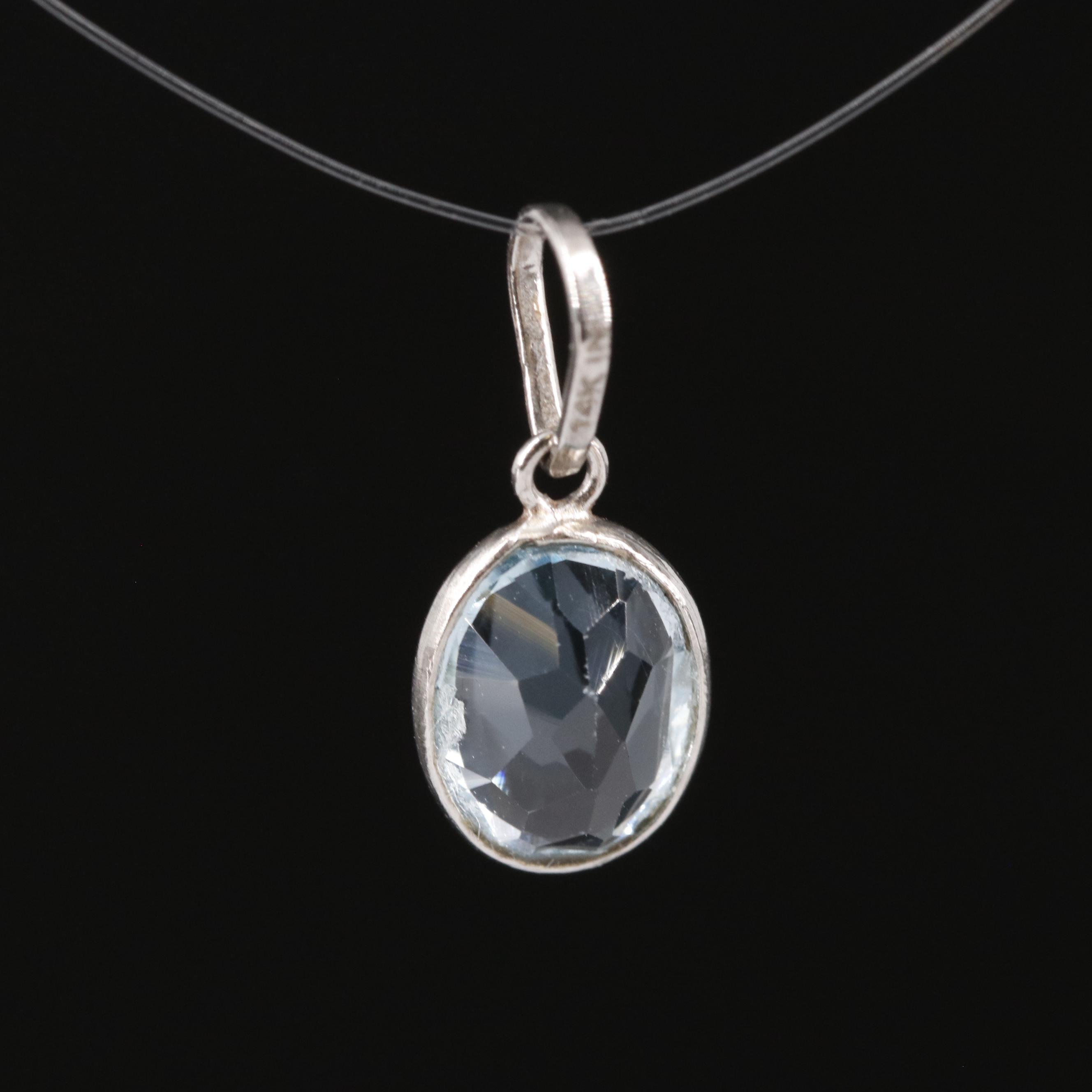 14K Blue Topaz Pendant