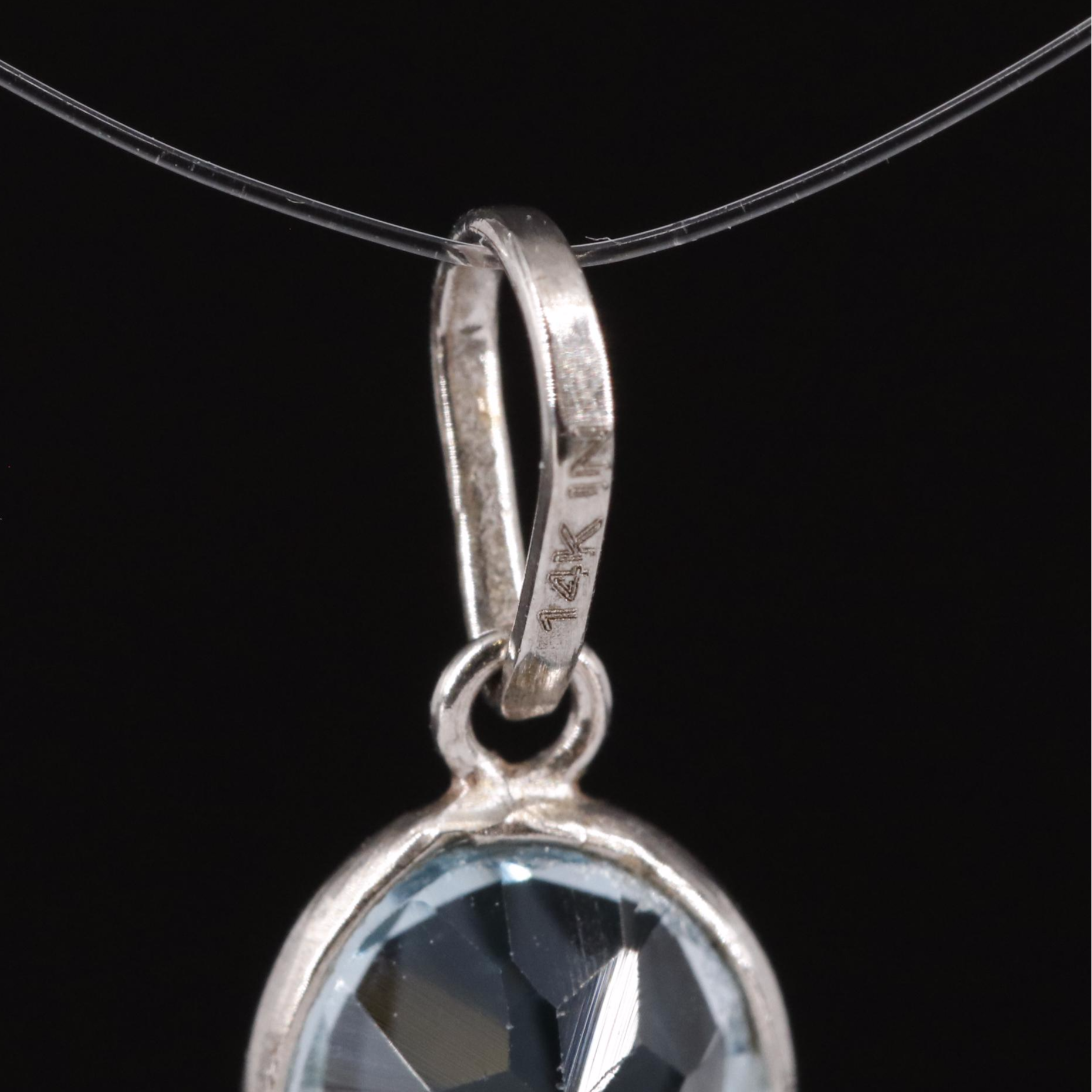 14K Blue Topaz Pendant