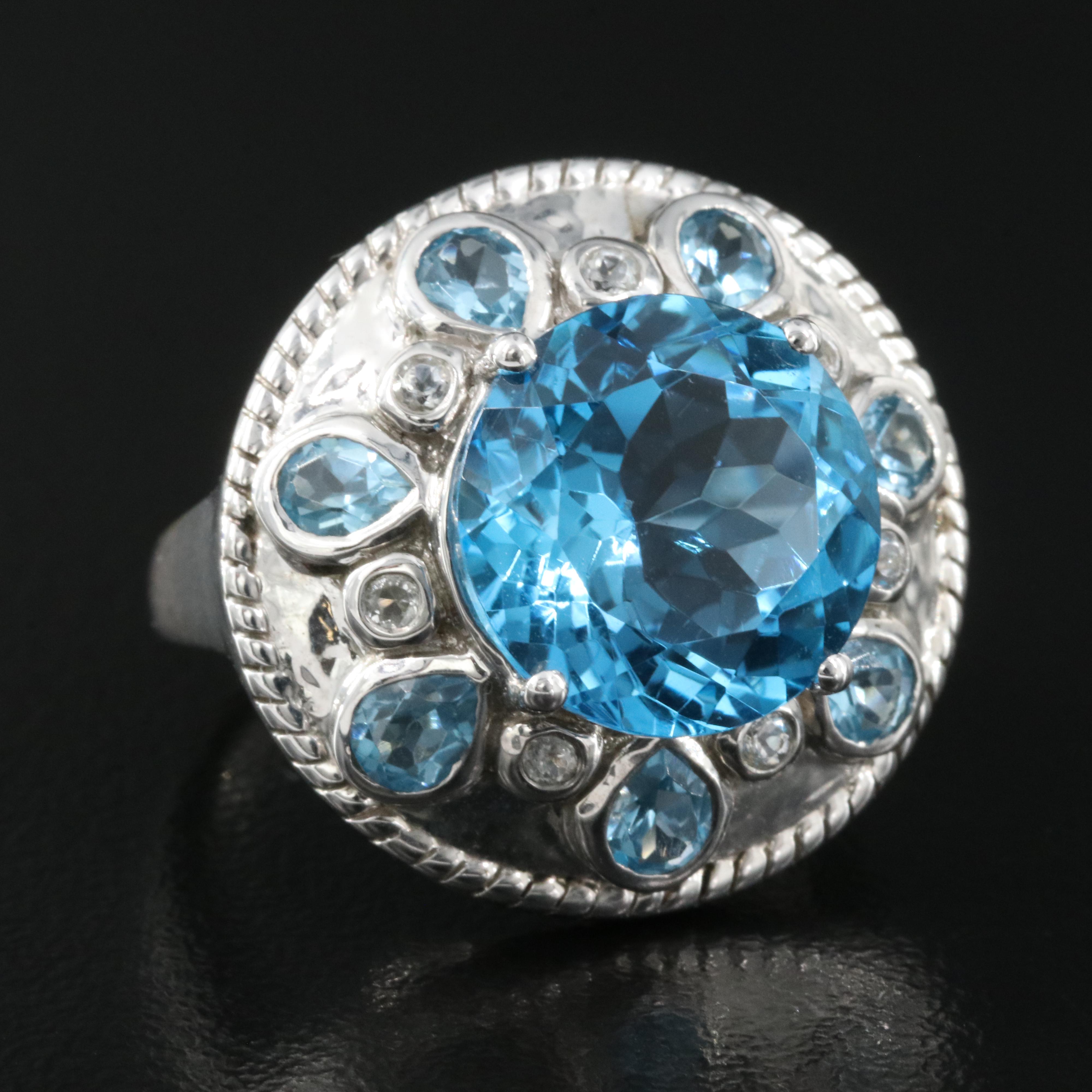 Sterling Swiss Blue and White Topaz Ring