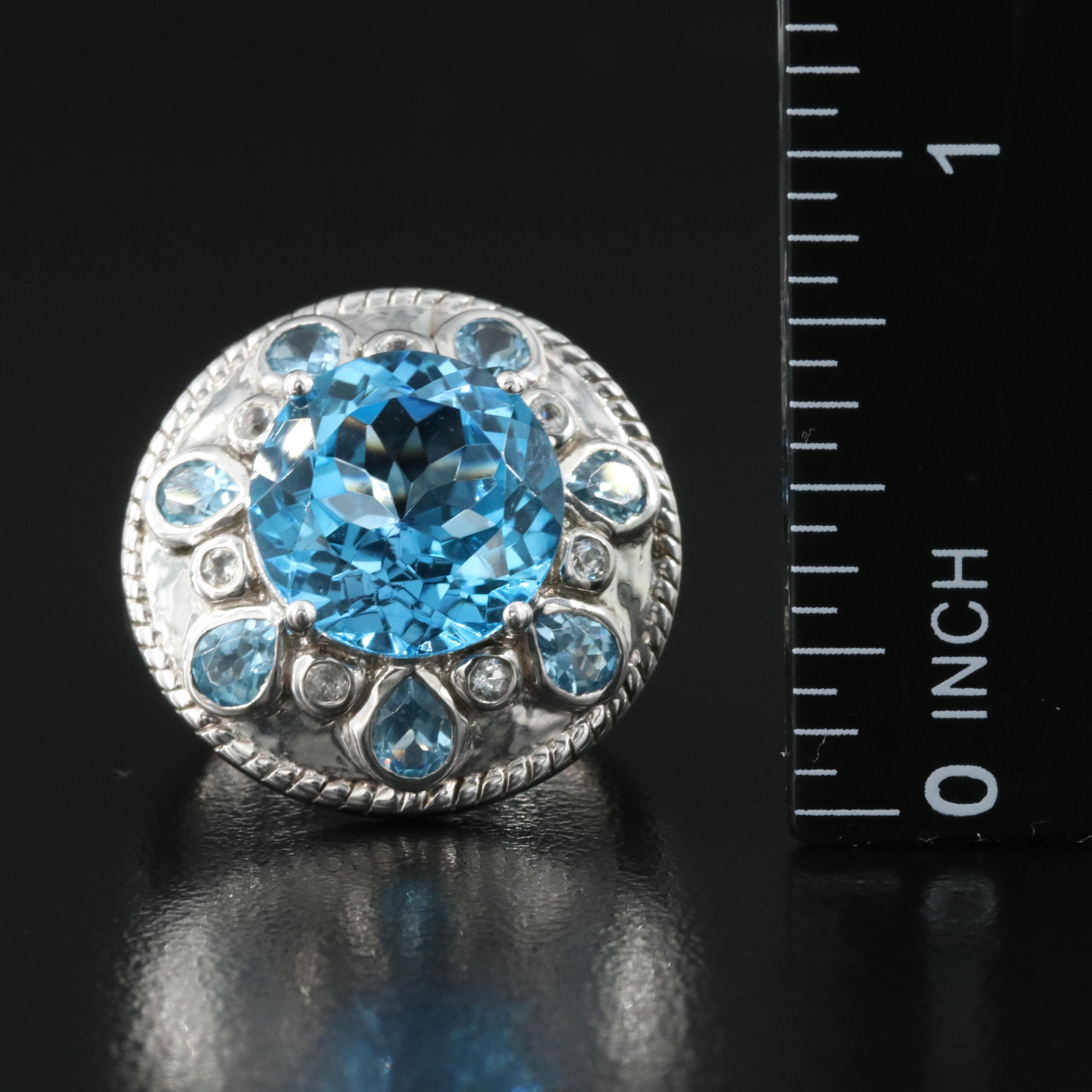 Sterling Swiss Blue and White Topaz Ring