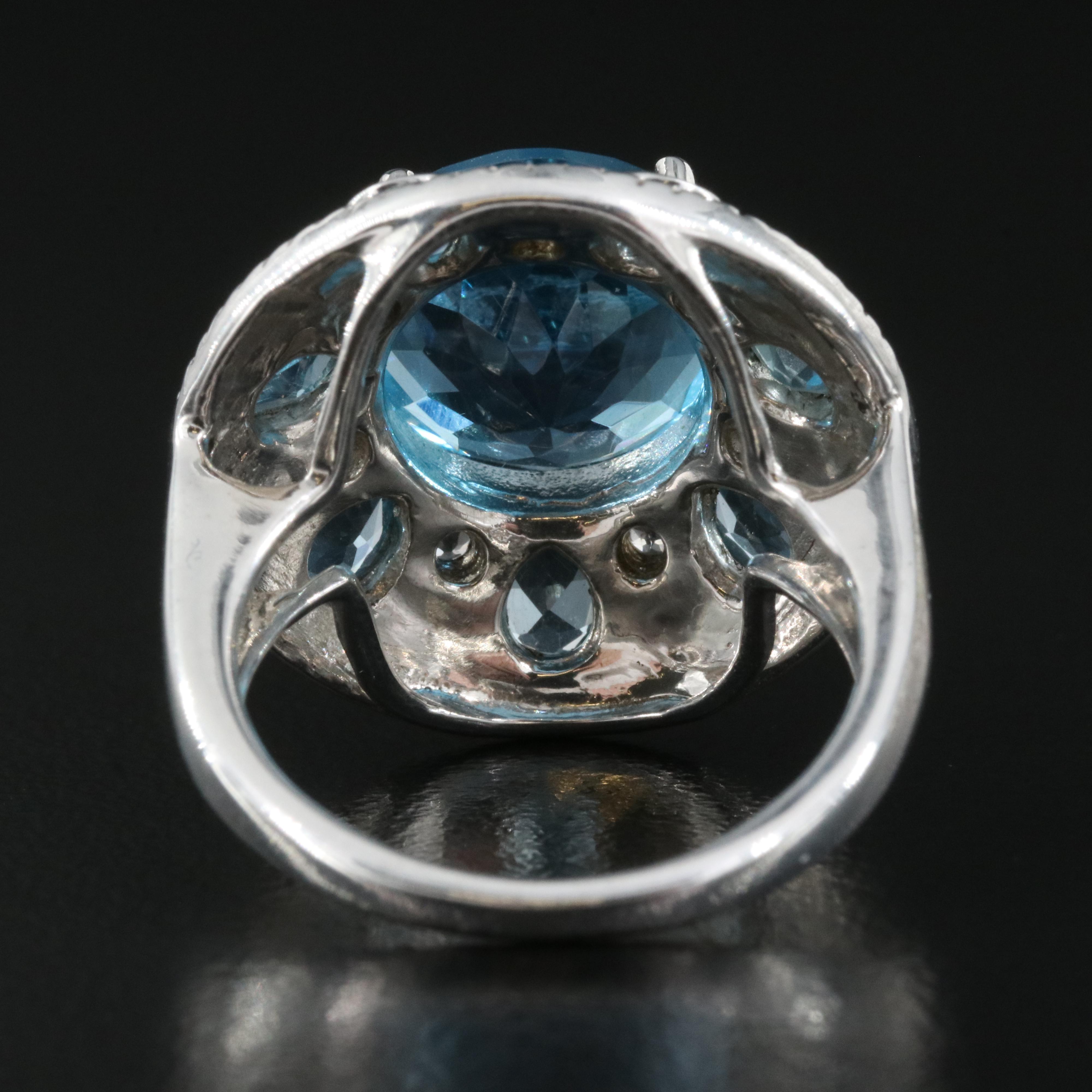 Sterling Swiss Blue and White Topaz Ring