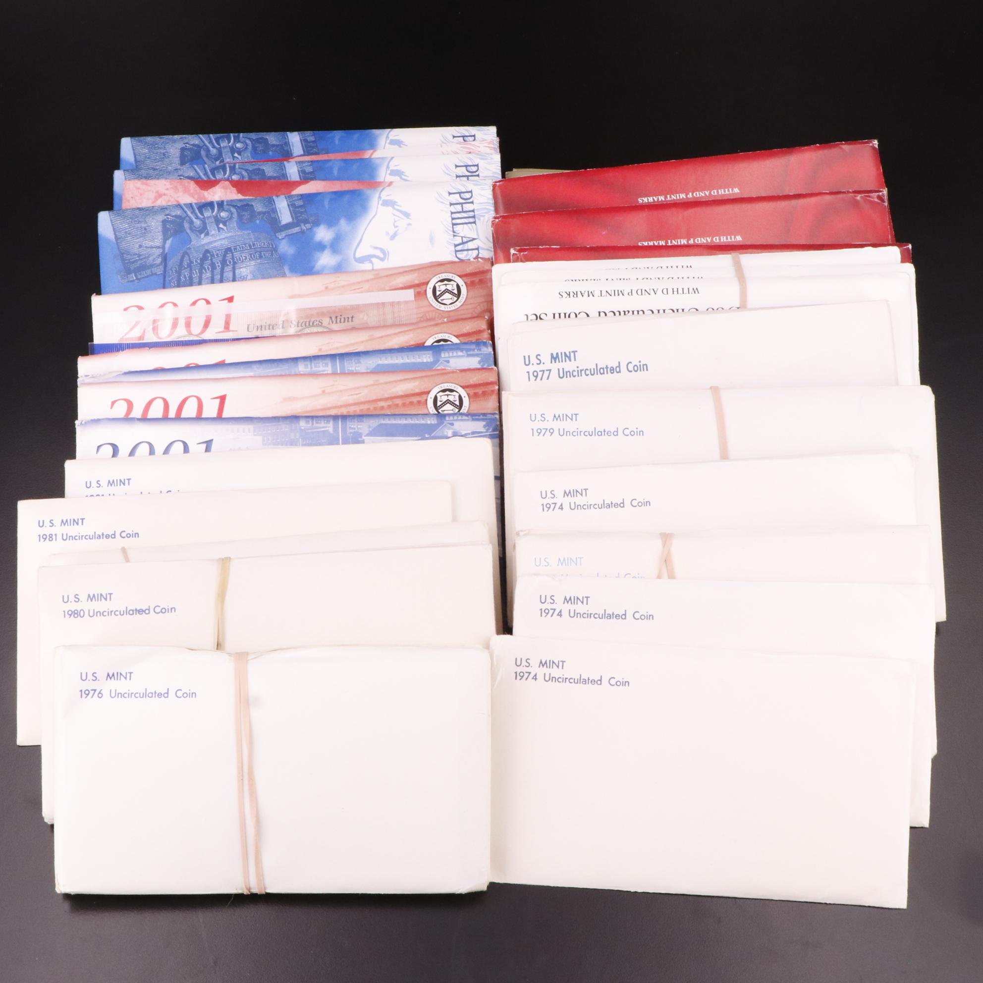Thirty-Four U.S. Mint Uncirculated Sets, 1974–2001