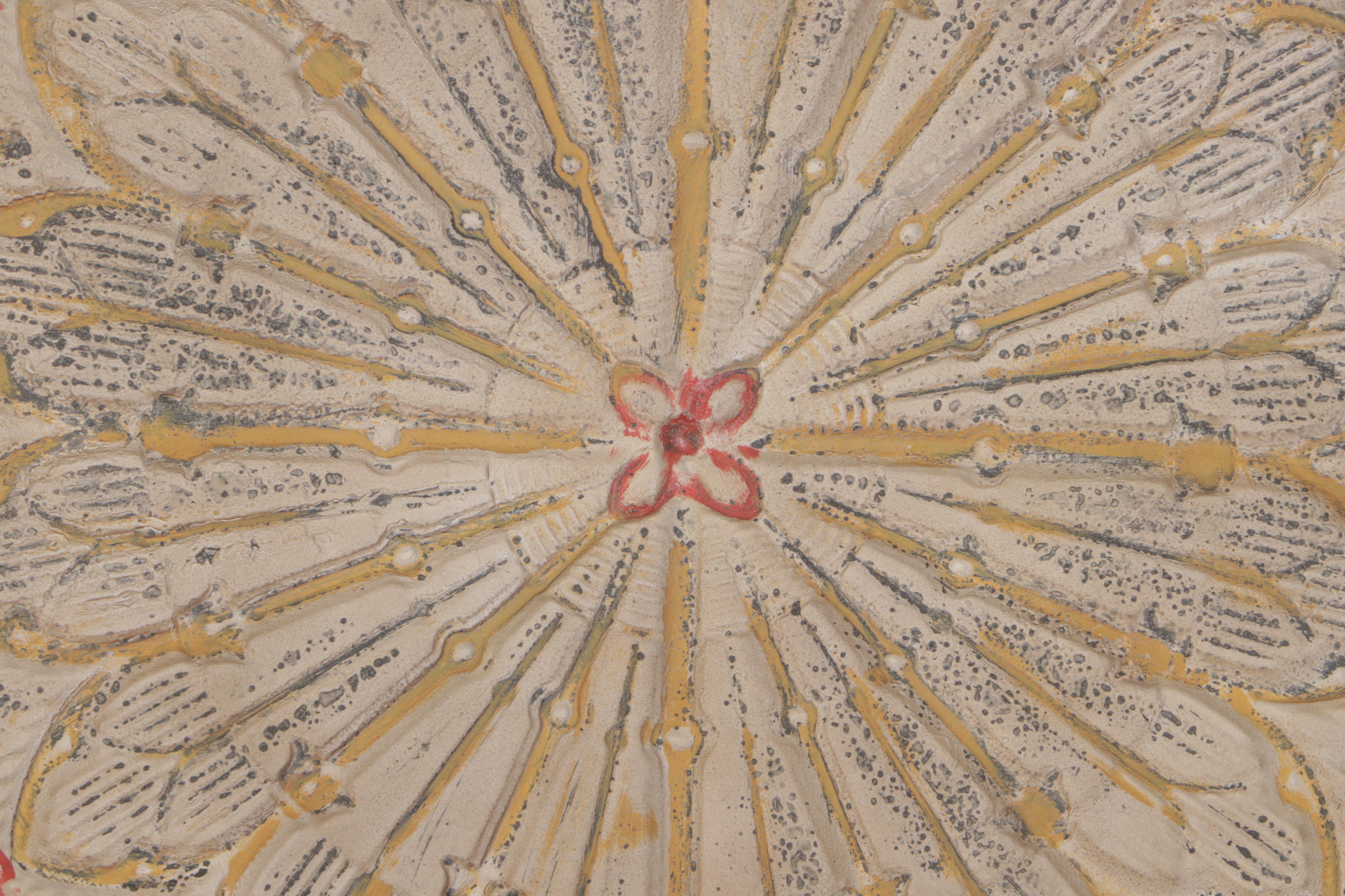 Neoclassical Style Embossed and Painted Metal Wall Plaque