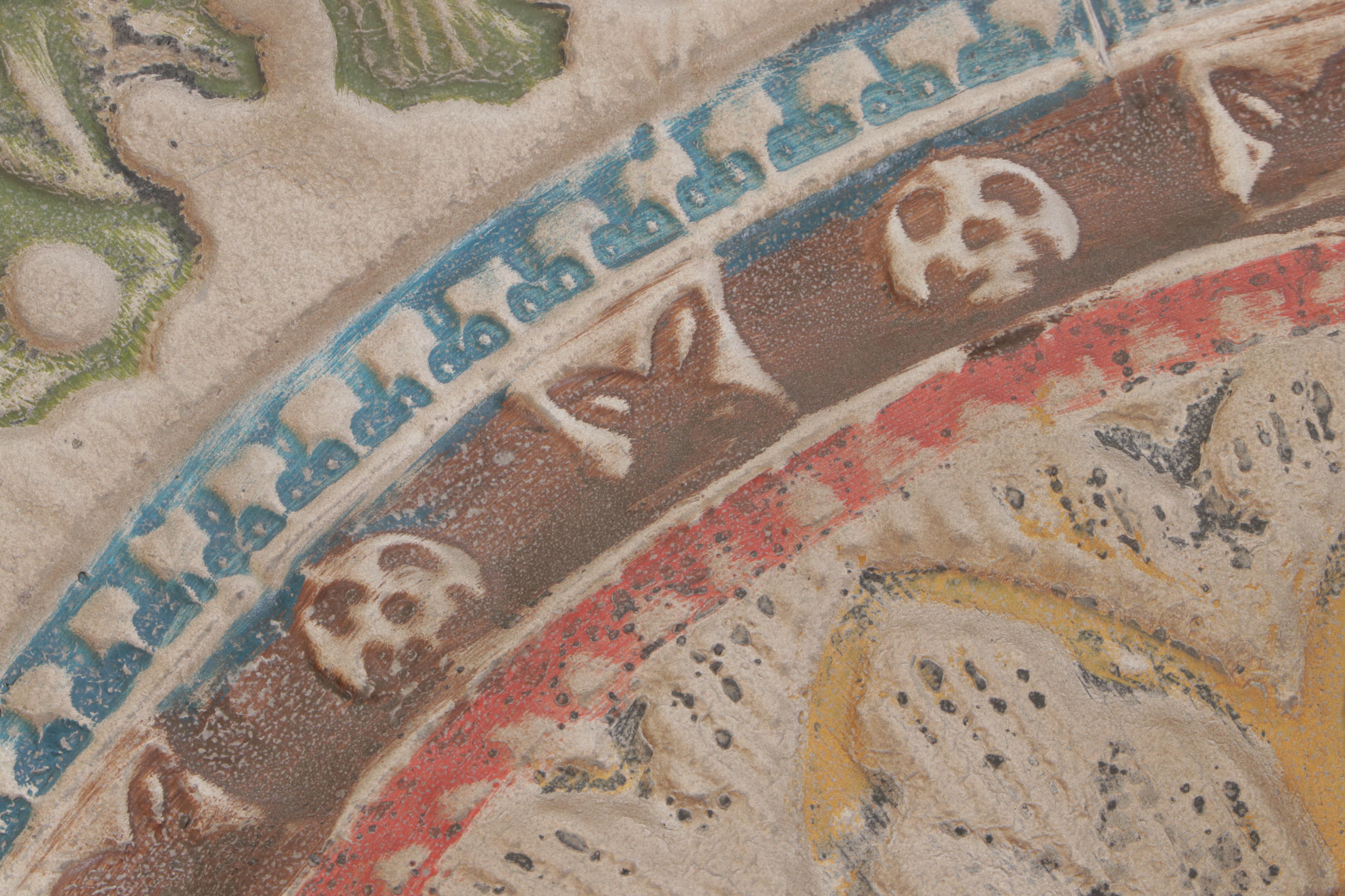 Neoclassical Style Embossed and Painted Metal Wall Plaque