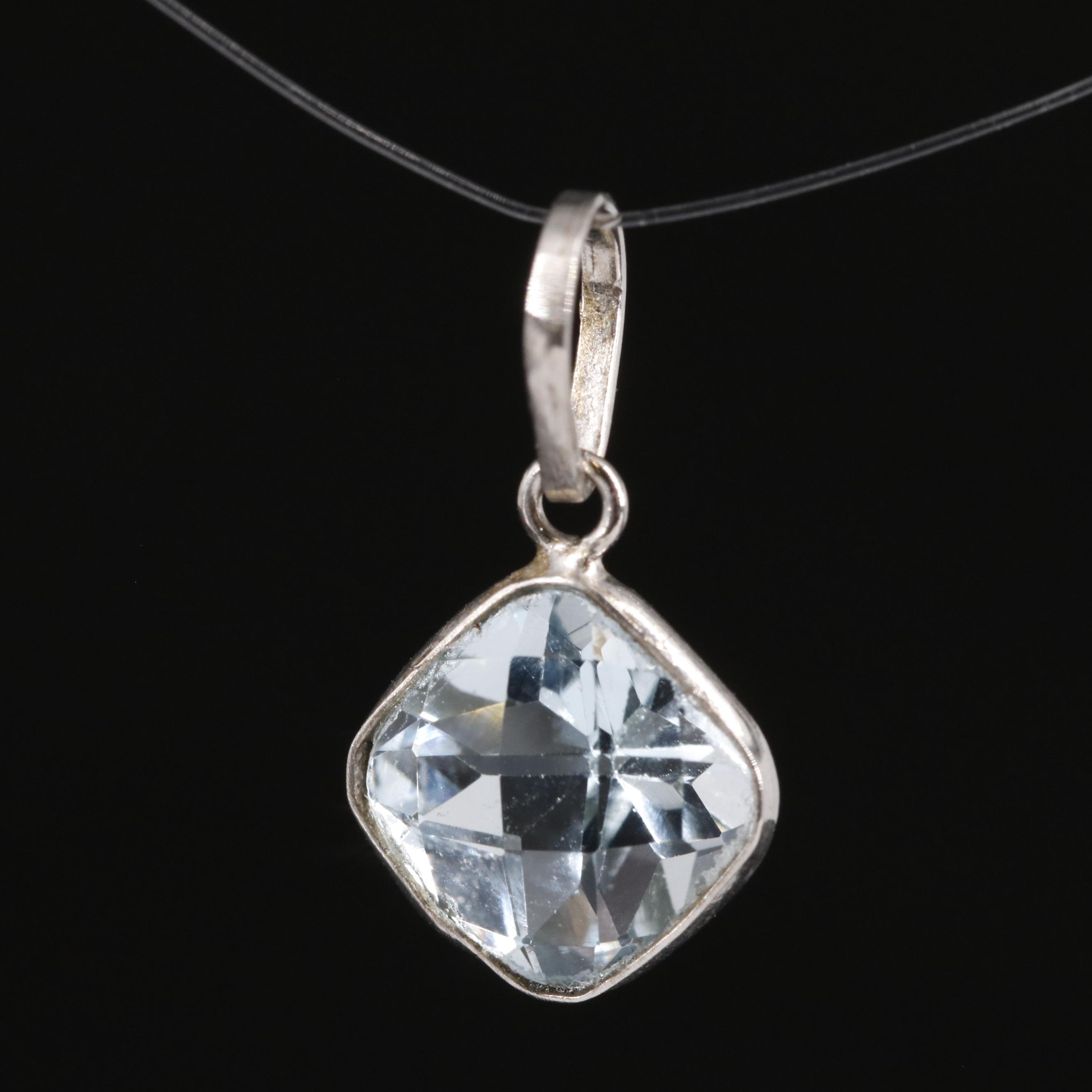 14K Blue Topaz Pendant