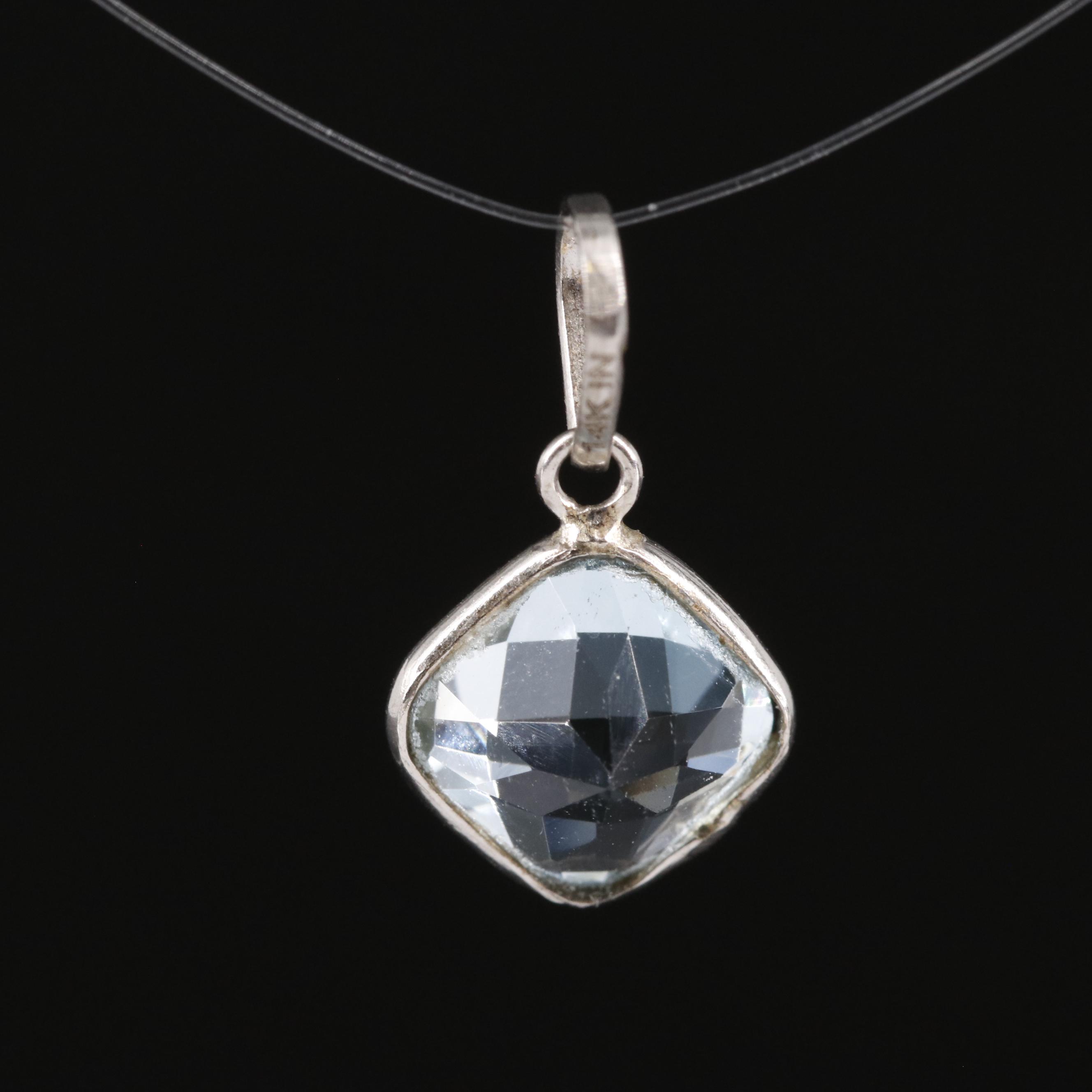 14K Blue Topaz Pendant