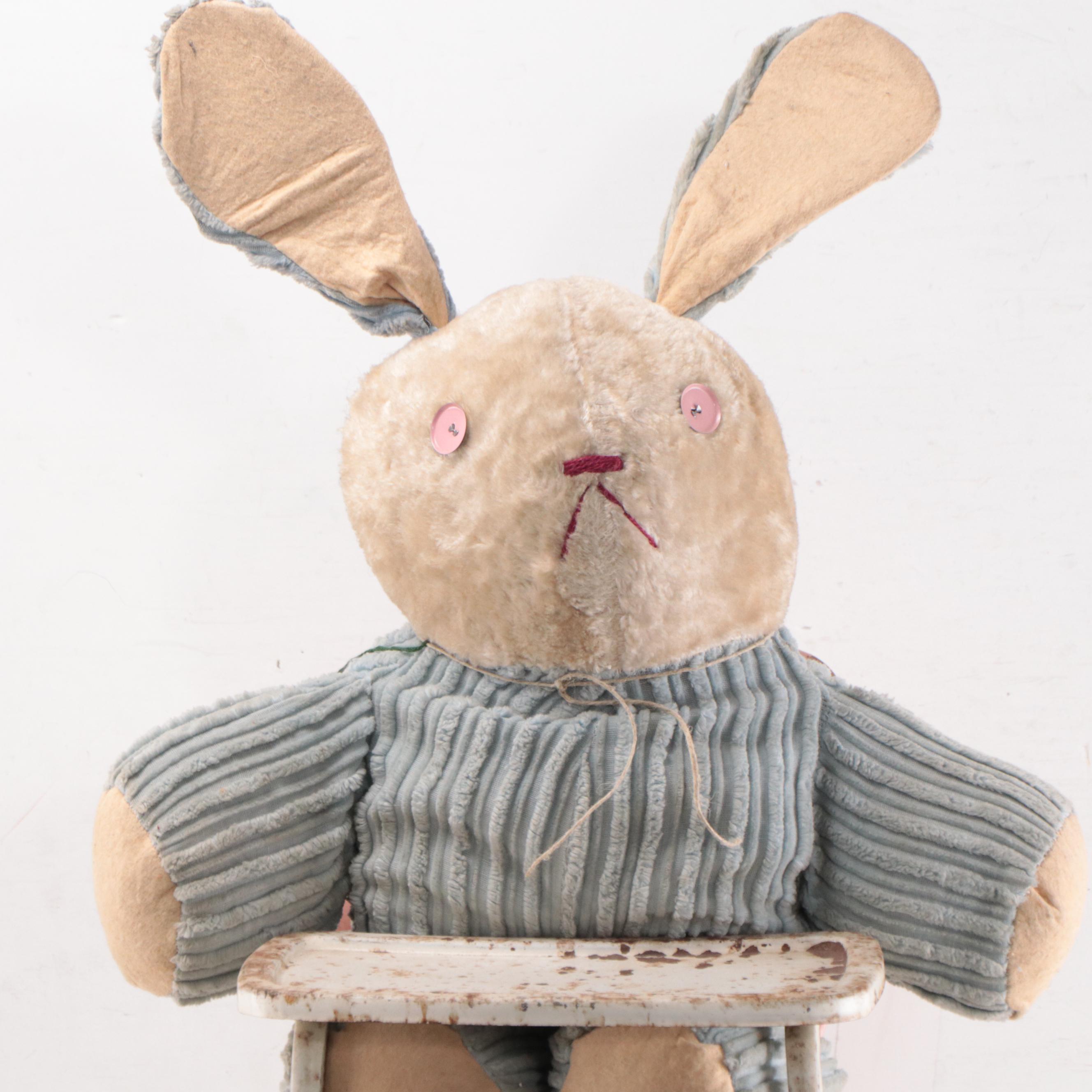 Assorted Toys Including High Chair, Doll Bed and Stuffed Animals