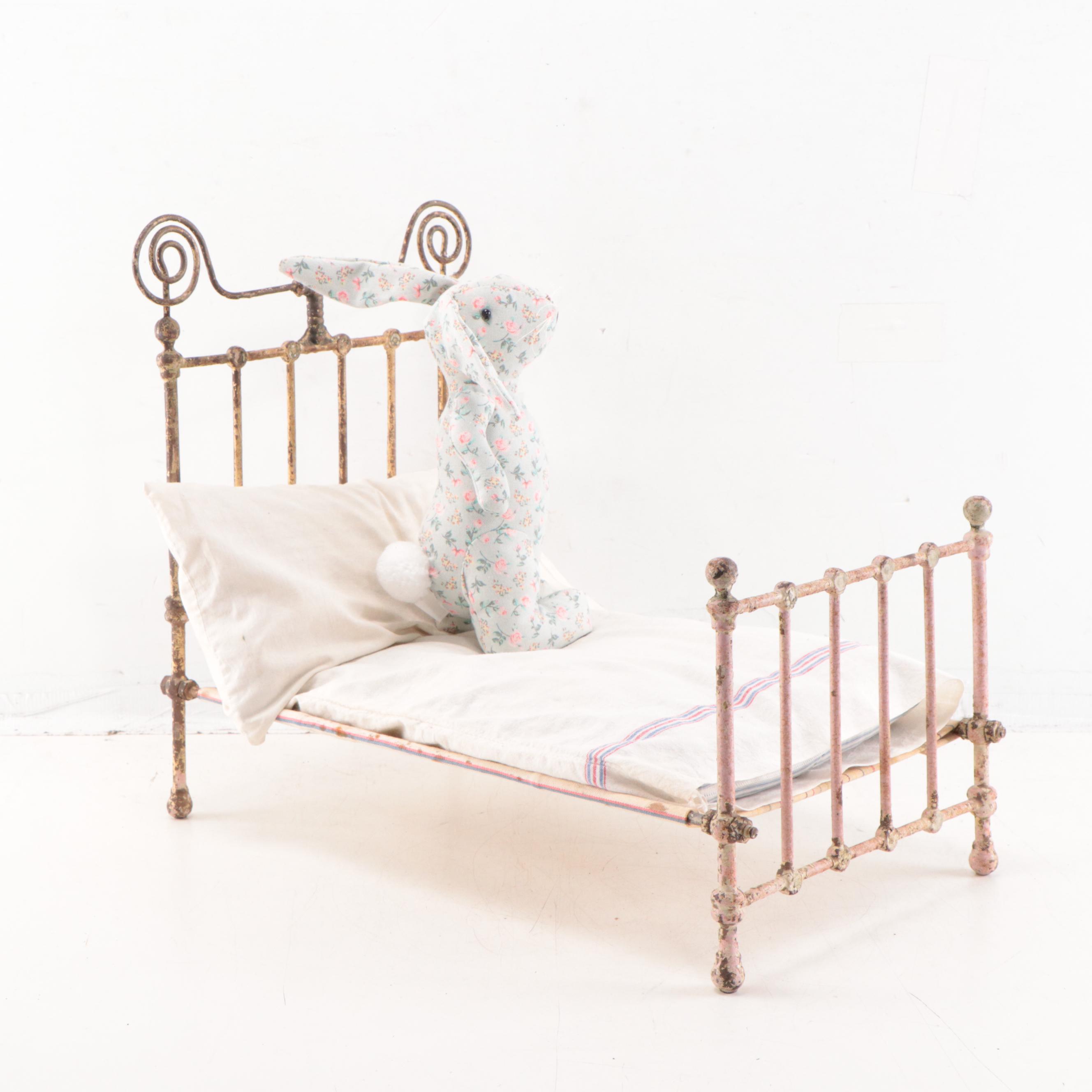 Assorted Toys Including High Chair, Doll Bed and Stuffed Animals