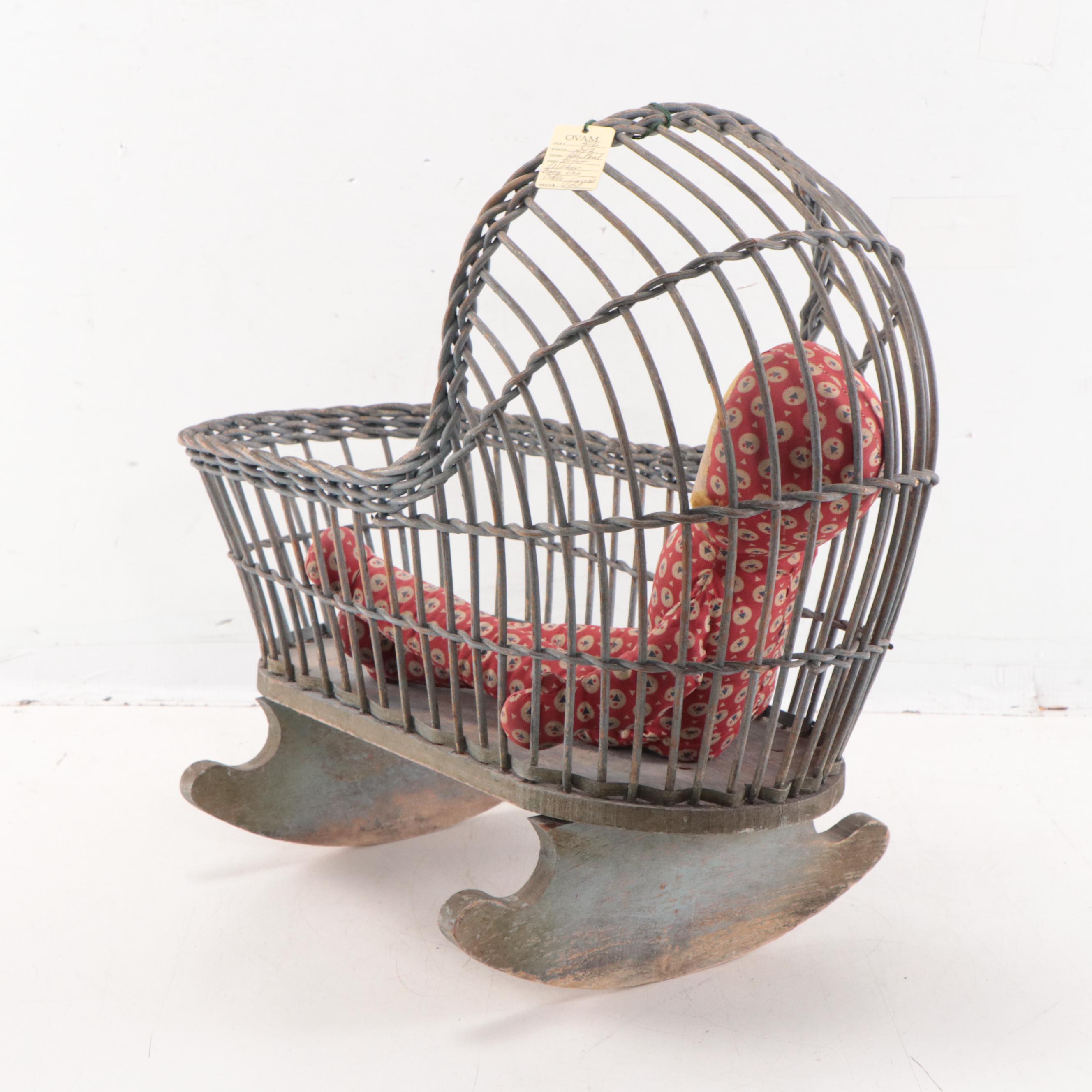 Assorted Toys Including High Chair, Doll Bed and Stuffed Animals