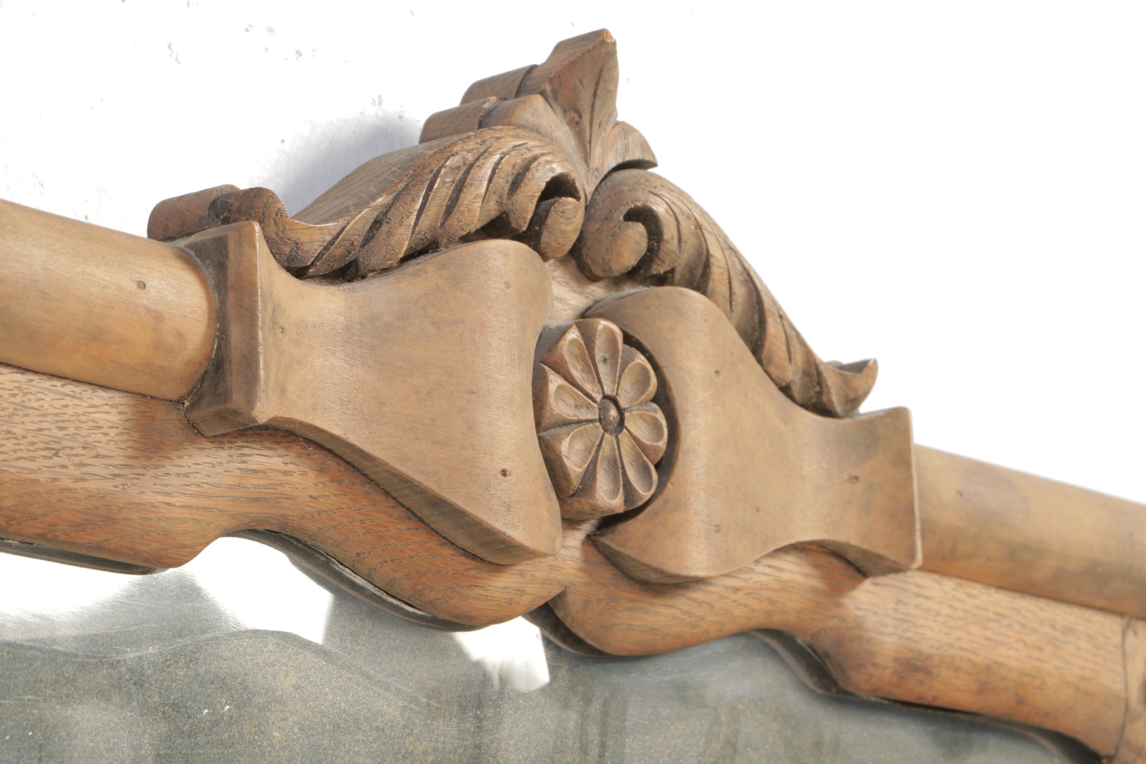 Late Victorian Carved Oak Mirror, circa 1900