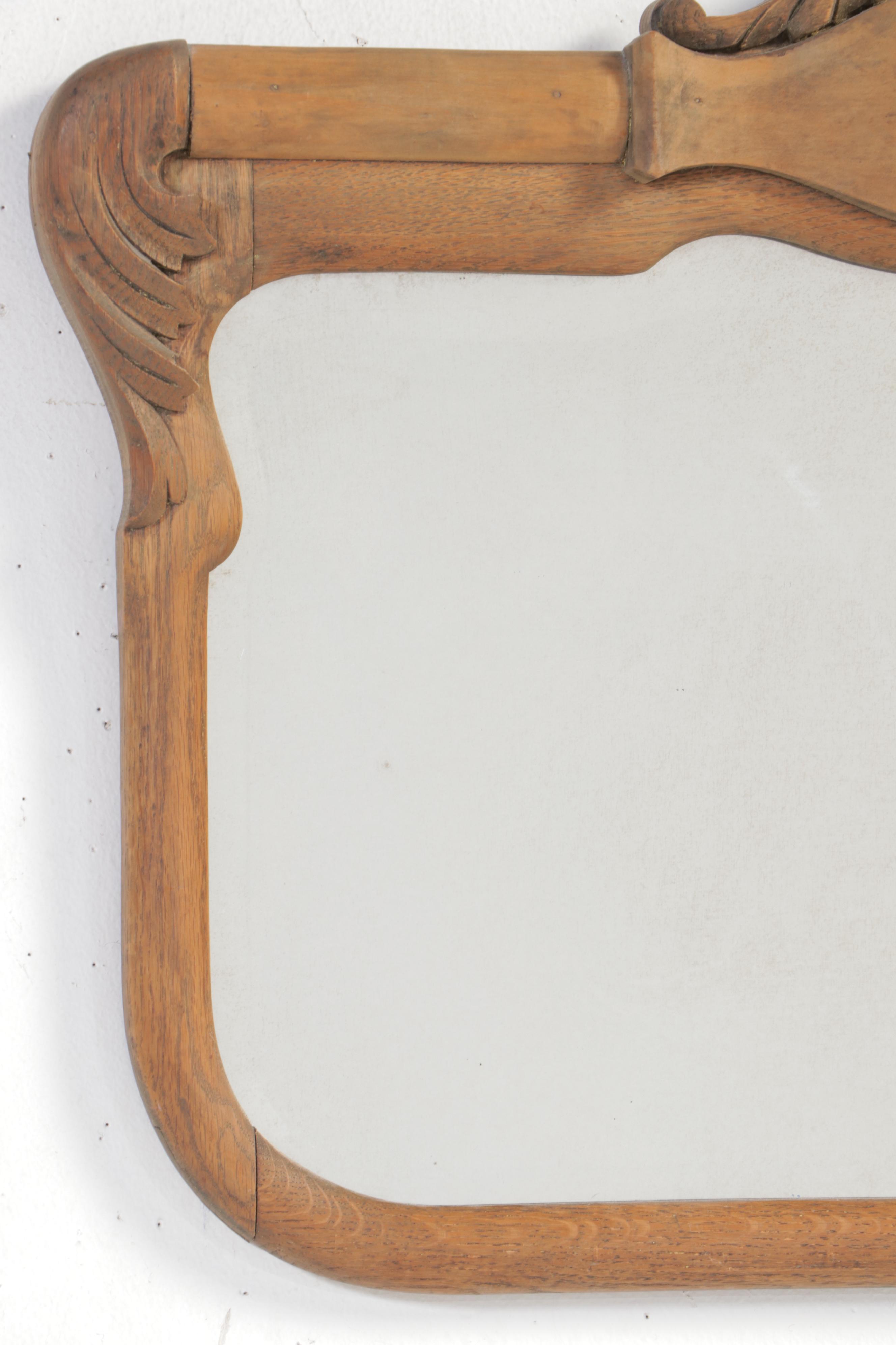 Late Victorian Carved Oak Mirror, circa 1900