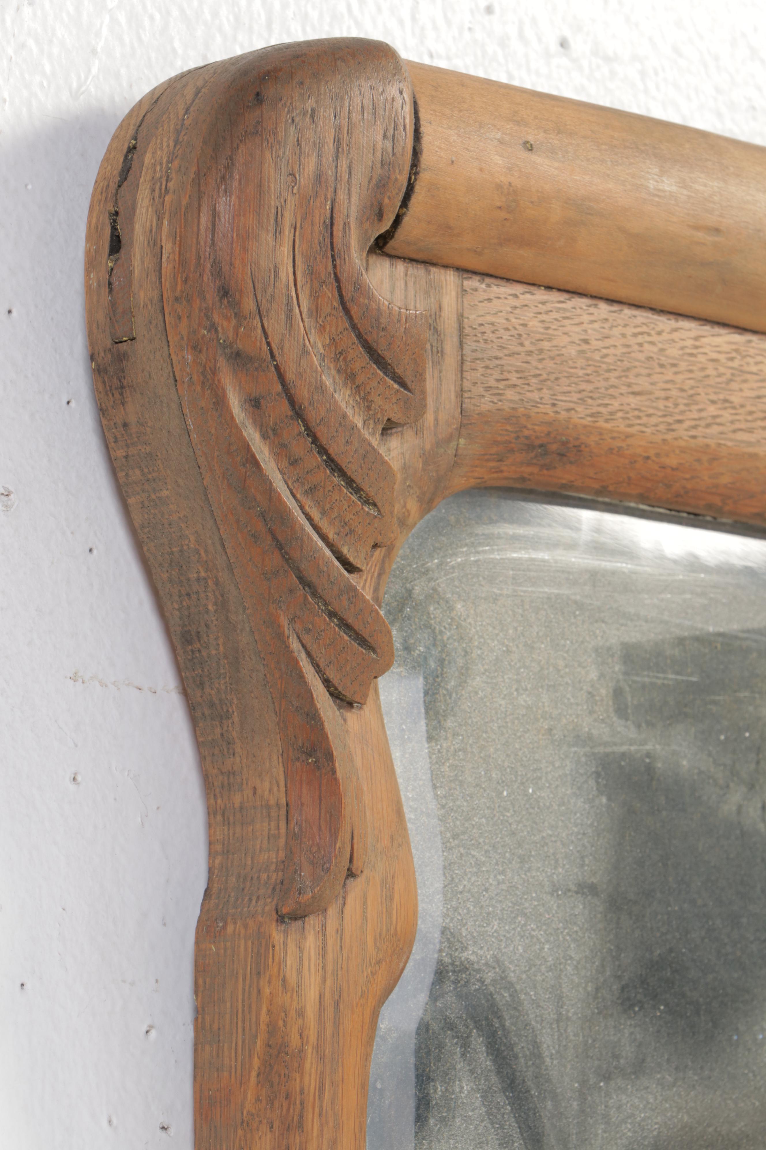 Late Victorian Carved Oak Mirror, circa 1900