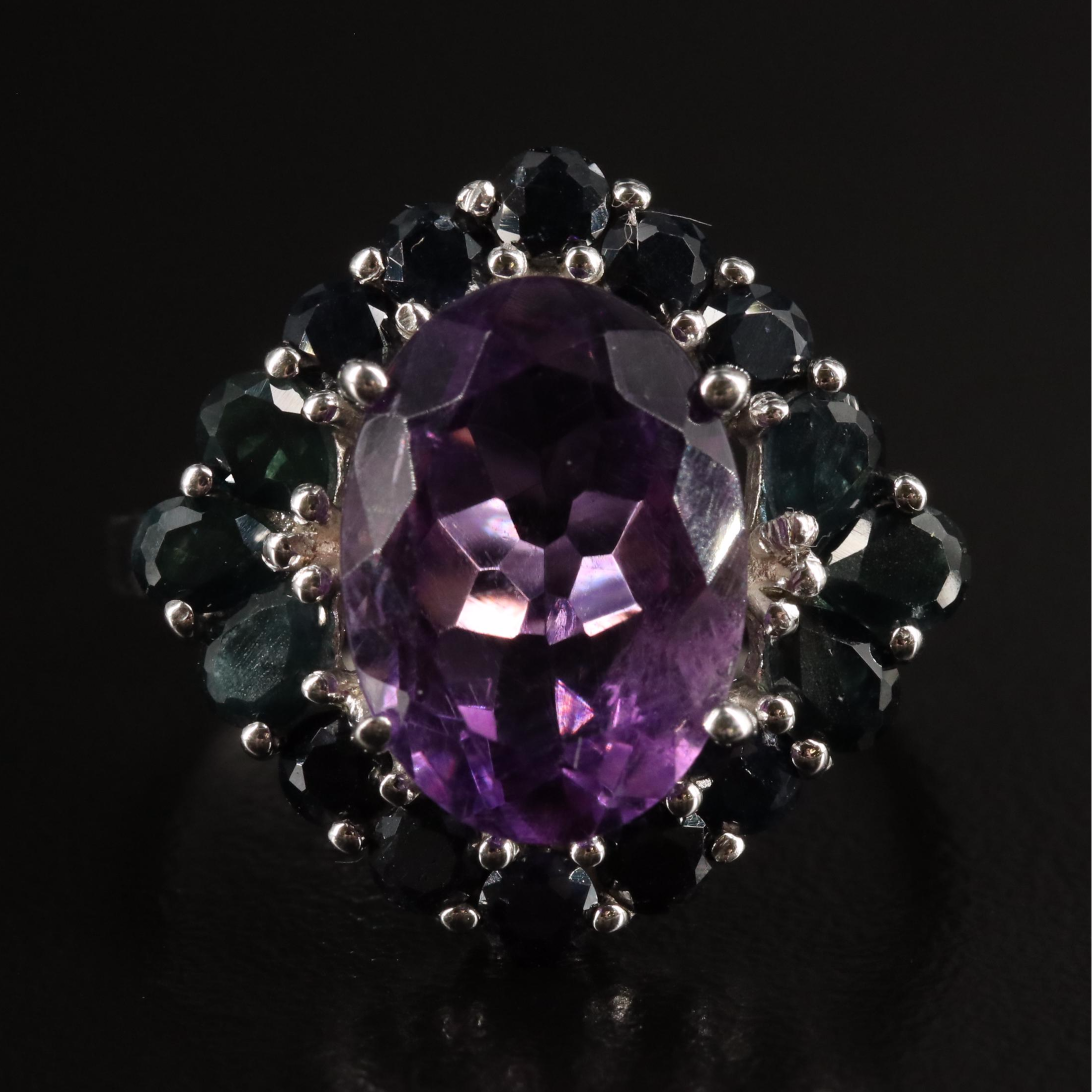 Sterling Amethyst and Sapphire Ring
