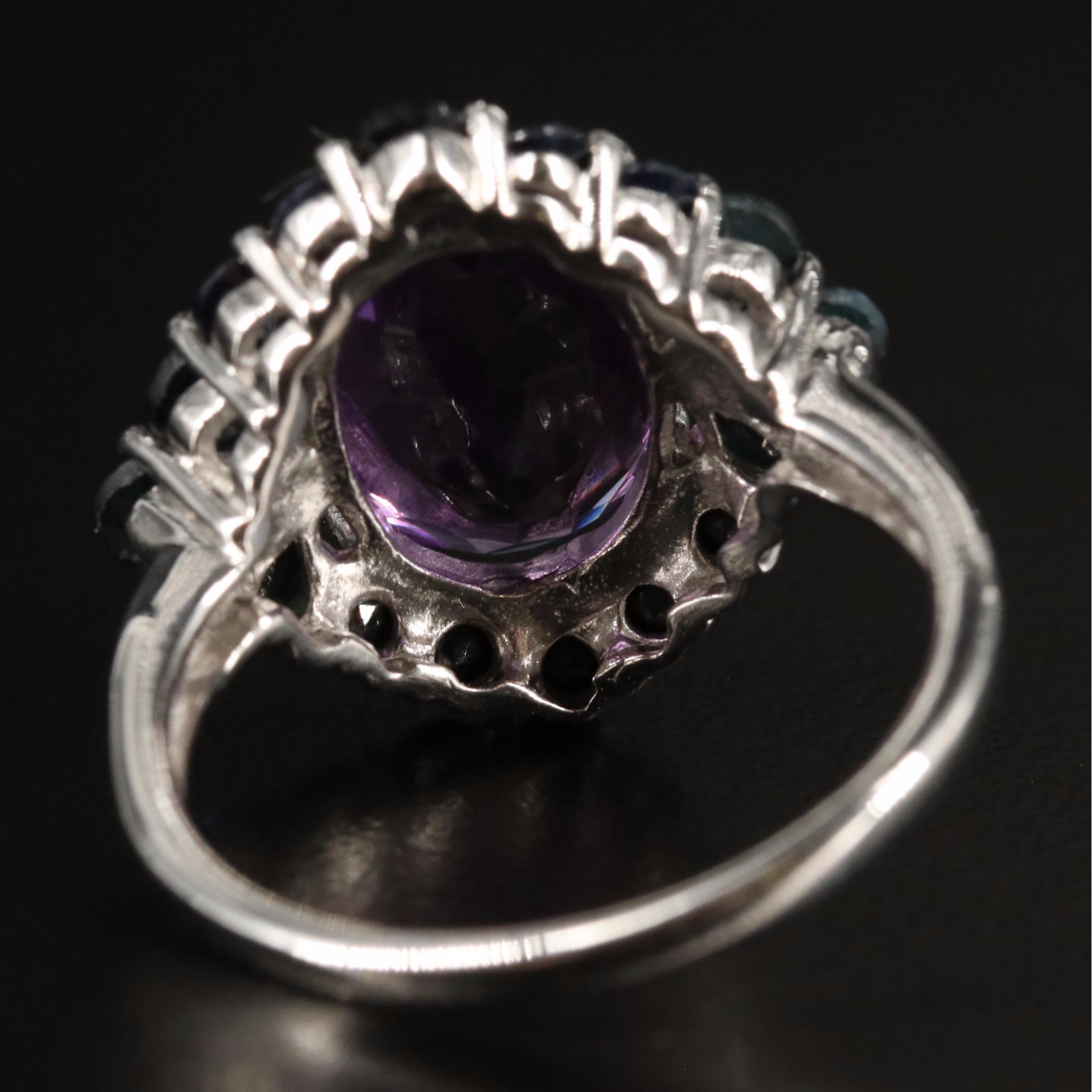 Sterling Amethyst and Sapphire Ring