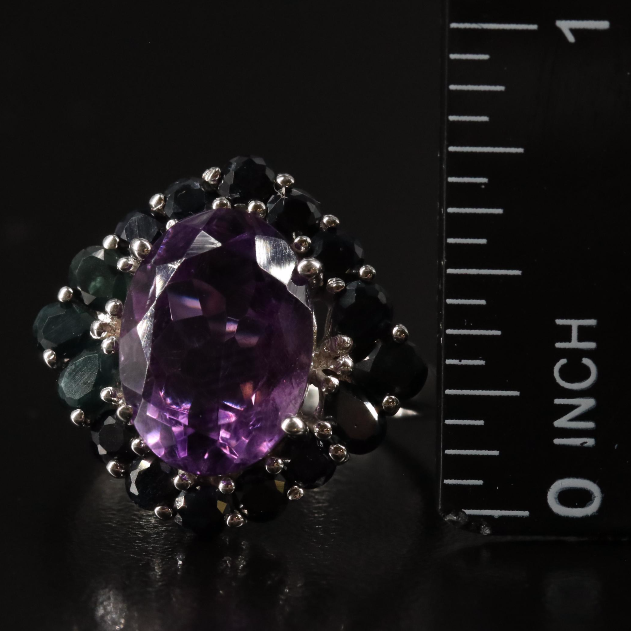 Sterling Amethyst and Sapphire Ring