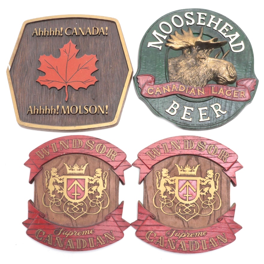 Windsor, Molson and Moosehead Molded Plastic Beer Advertising Signs