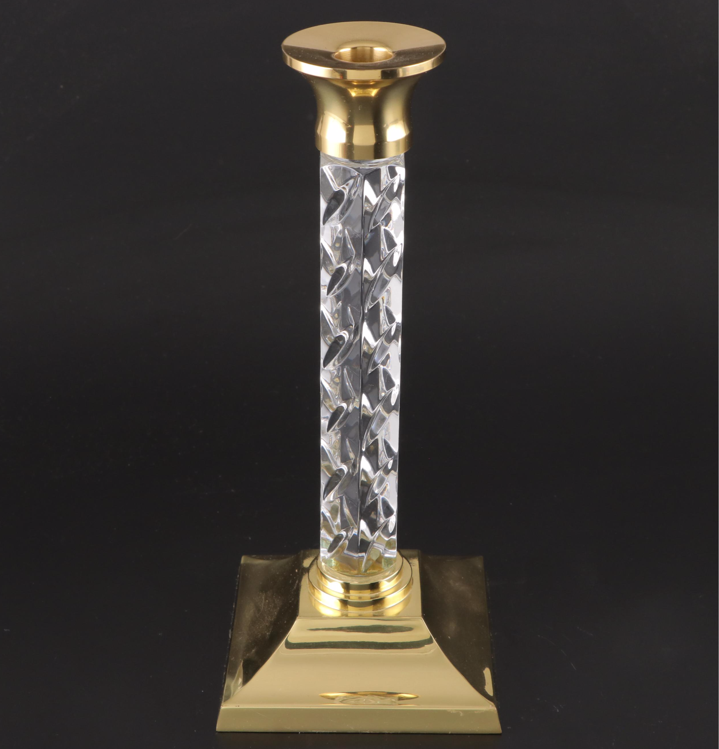 Pair of Waterford "Cambridge" Crystal and Brass Candlesticks with Bookends