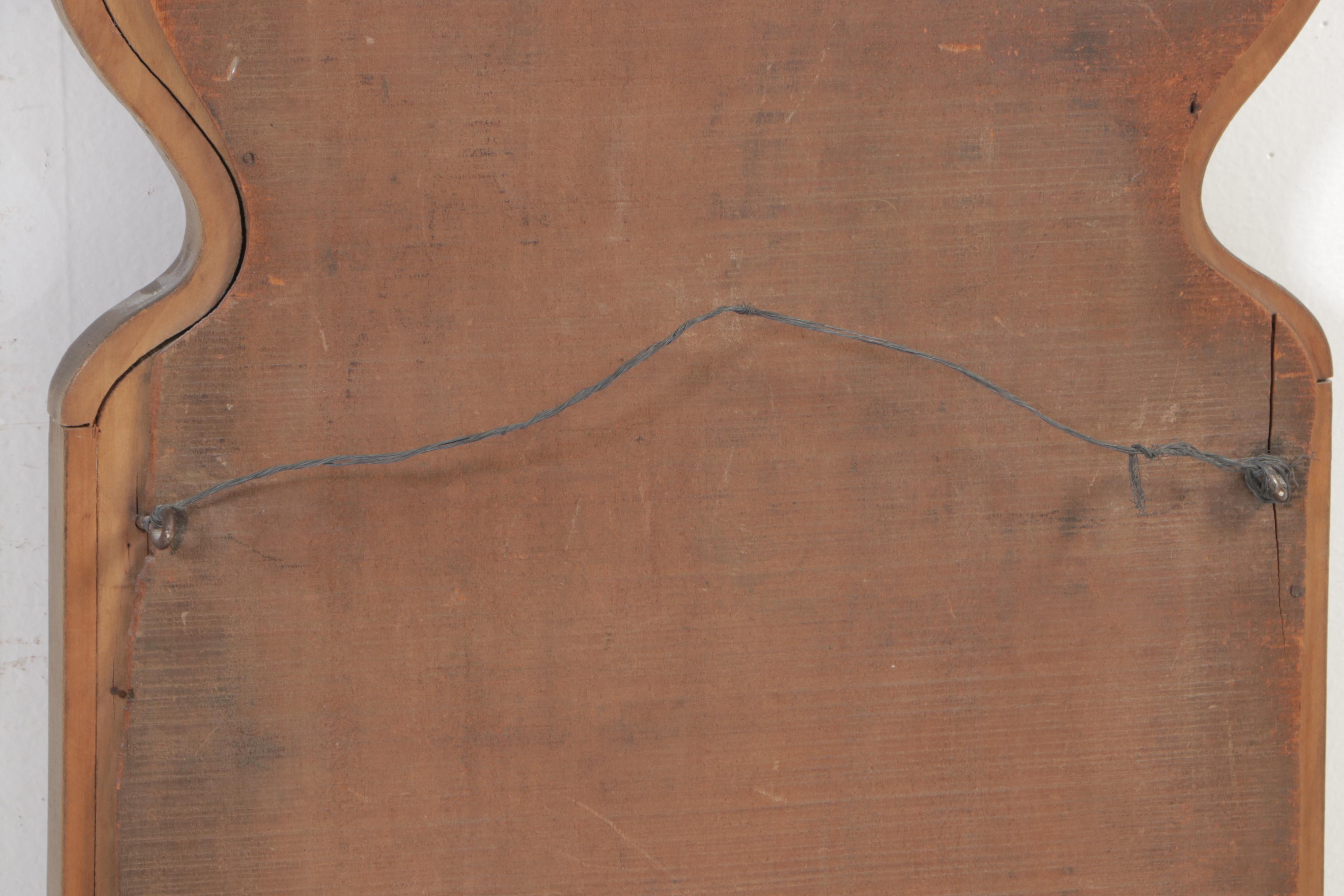 Giltwood Two-Pane Mirror with Floral Decals, Early 20th Century