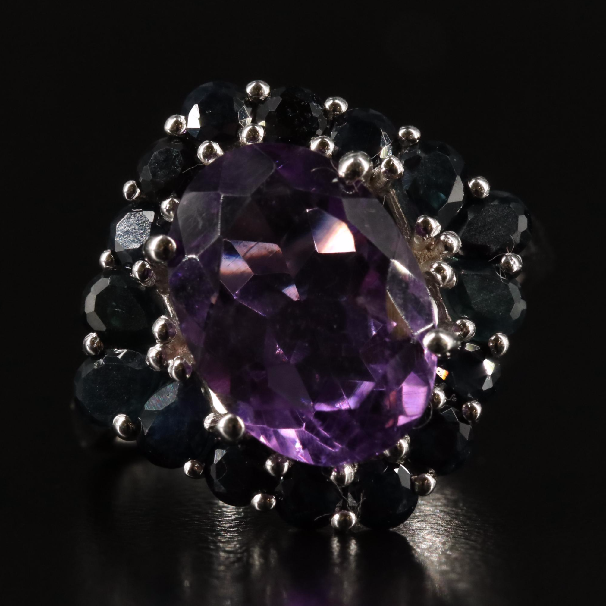 Sterling Amethyst and Sapphire Ring