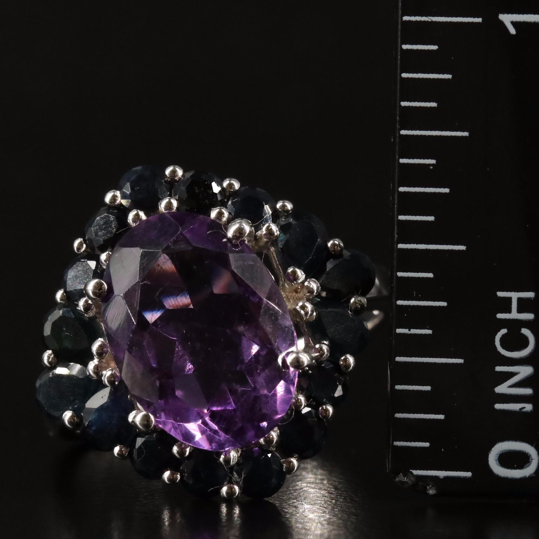 Sterling Amethyst and Sapphire Ring