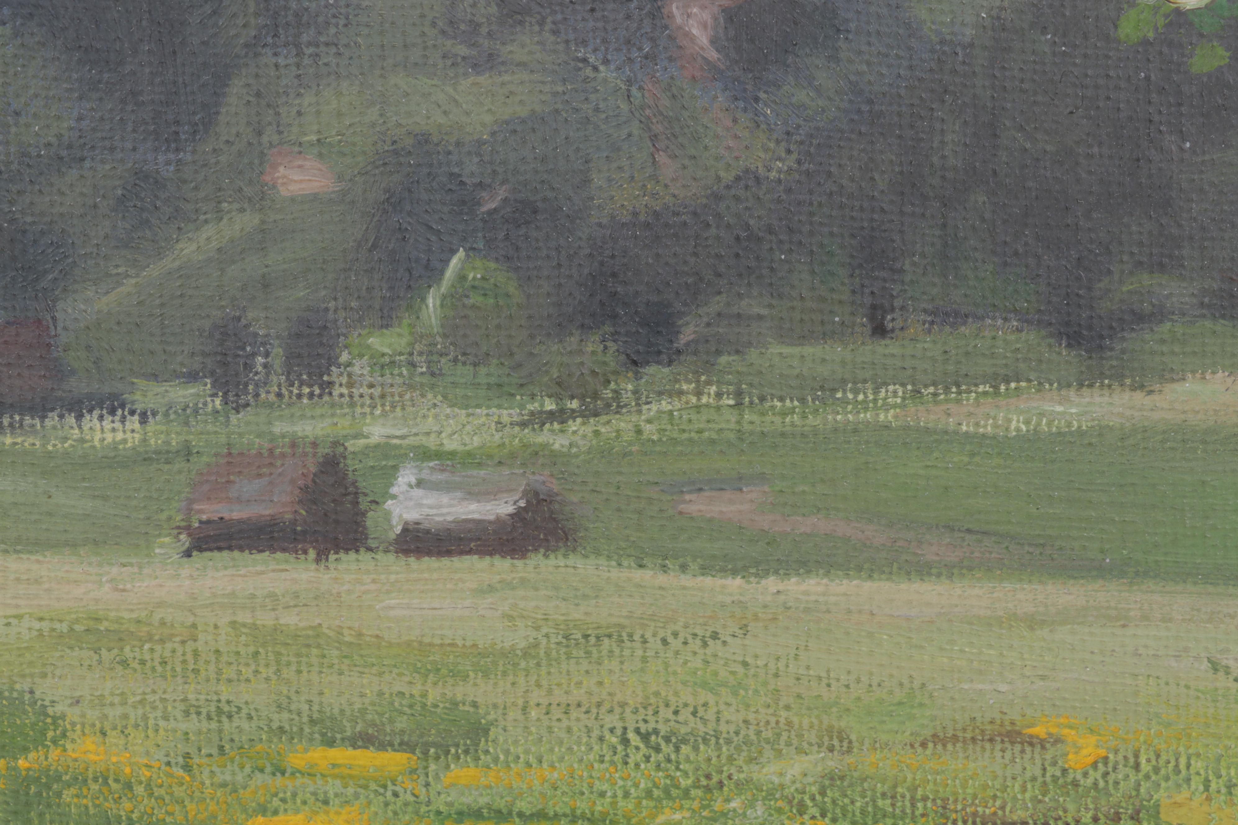 Landscape Oil Painting of Mountain Valley Pasture, 1934