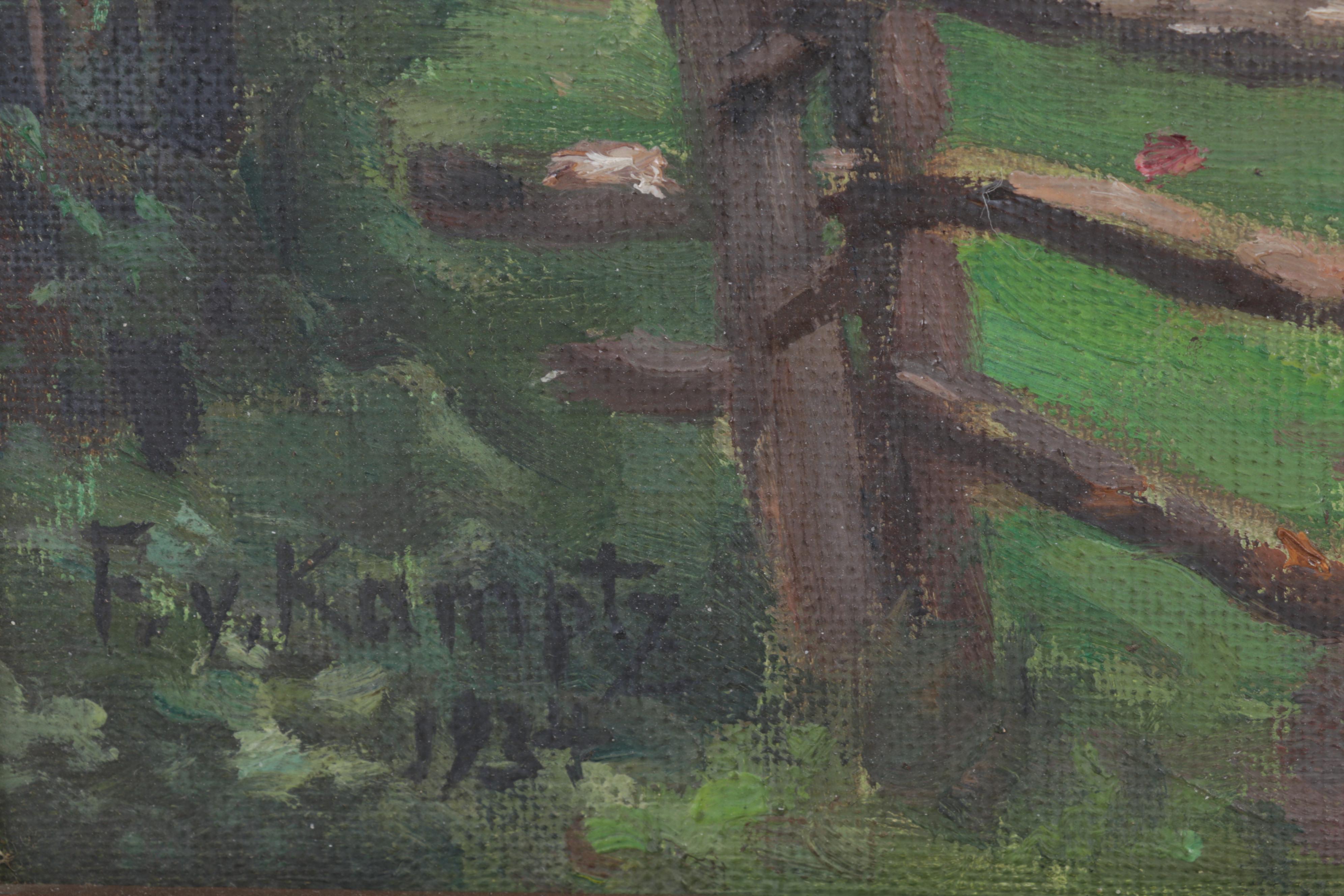 Landscape Oil Painting of Mountain Valley Pasture, 1934