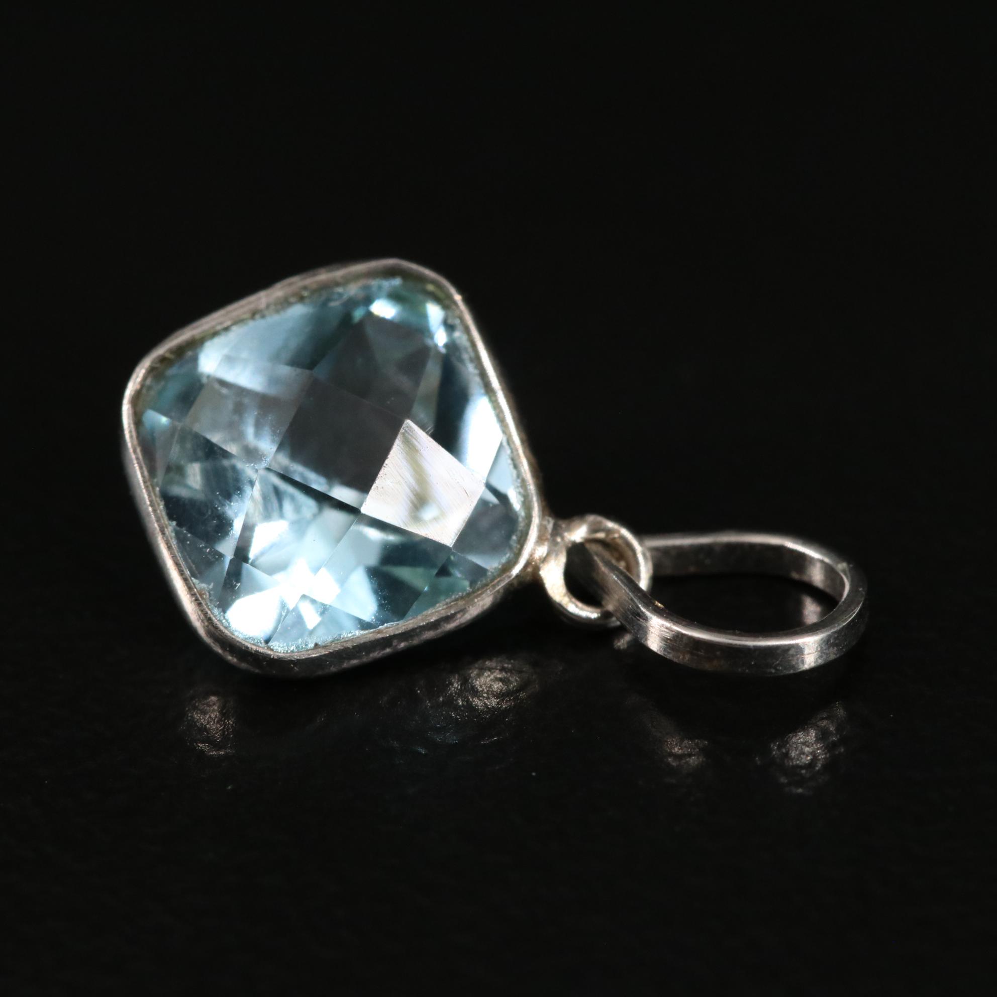 14K Blue Topaz Pendant