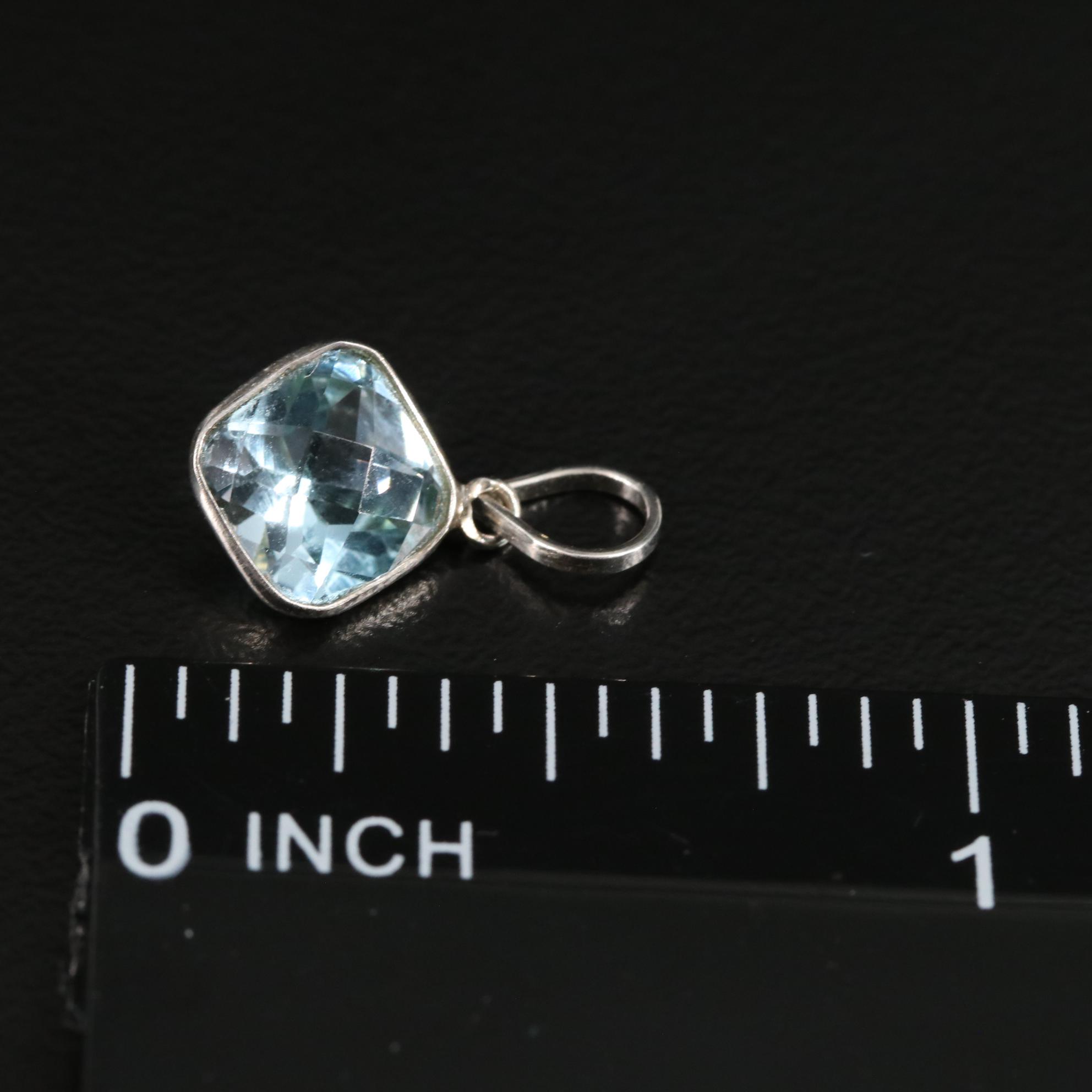 14K Blue Topaz Pendant