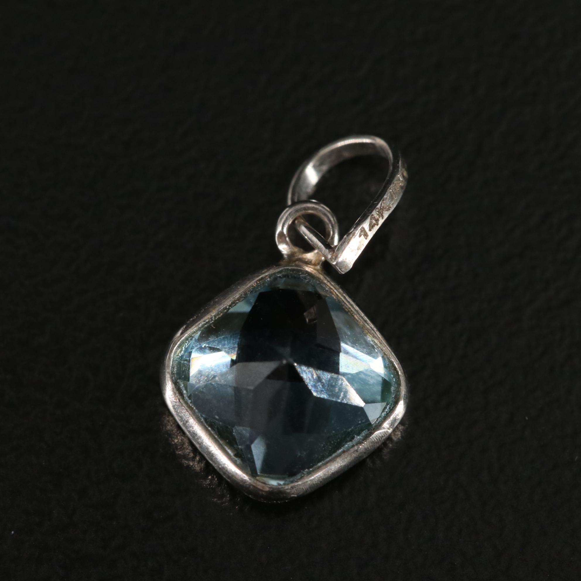 14K Blue Topaz Pendant