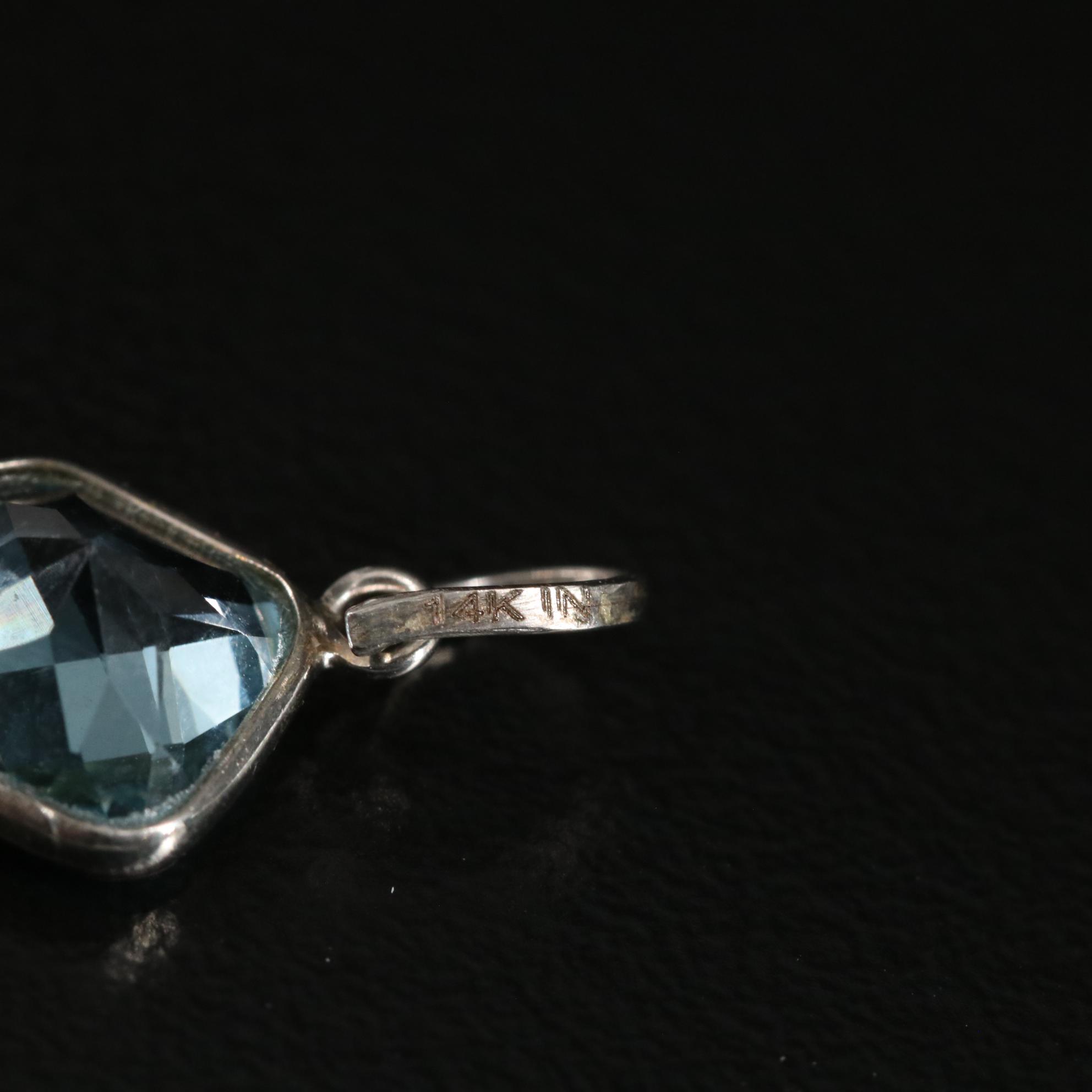 14K Blue Topaz Pendant