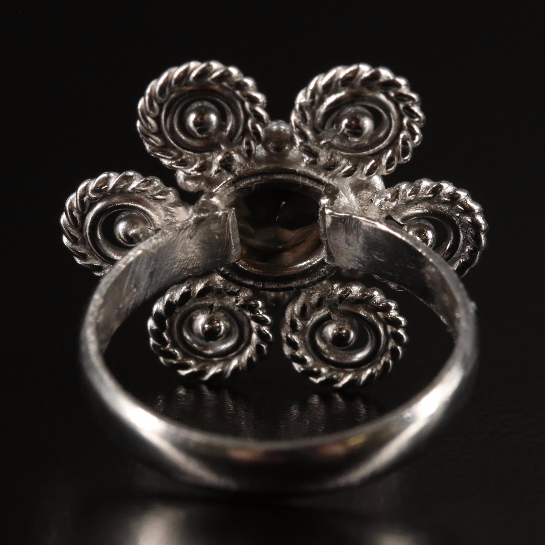 Smoky Quartz Flower Ring