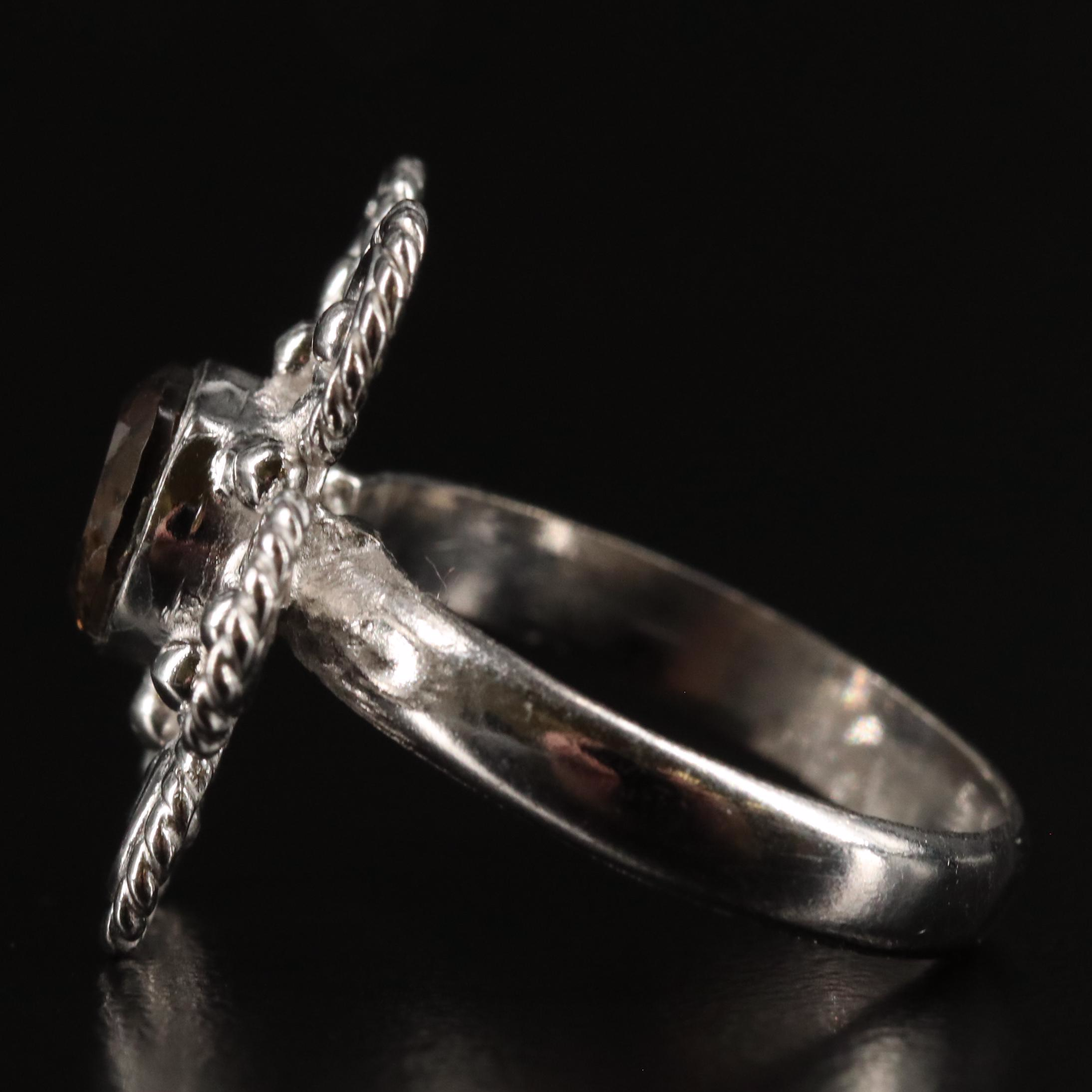 Smoky Quartz Flower Ring