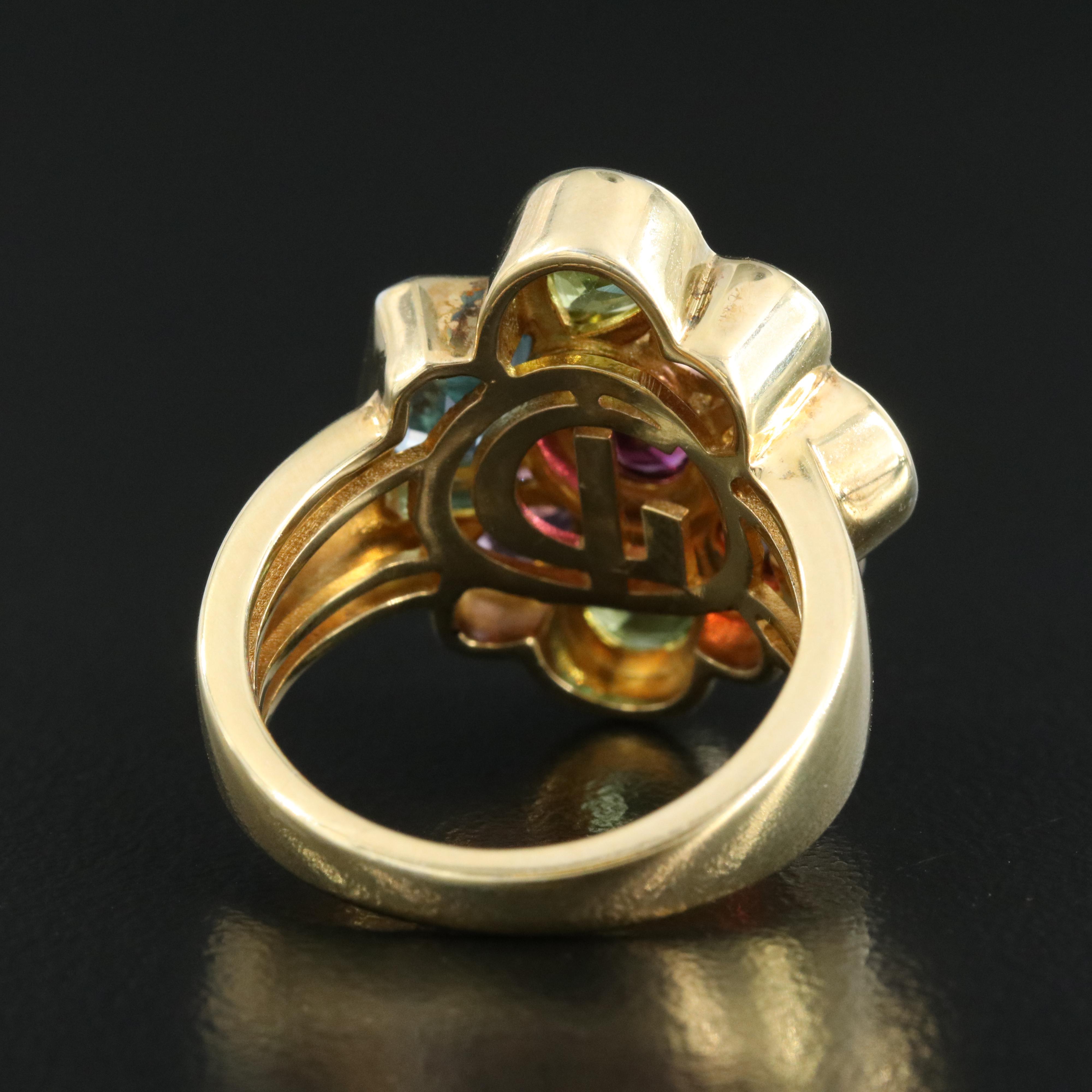 Sterling Garnet and Gemstone Cluster Ring