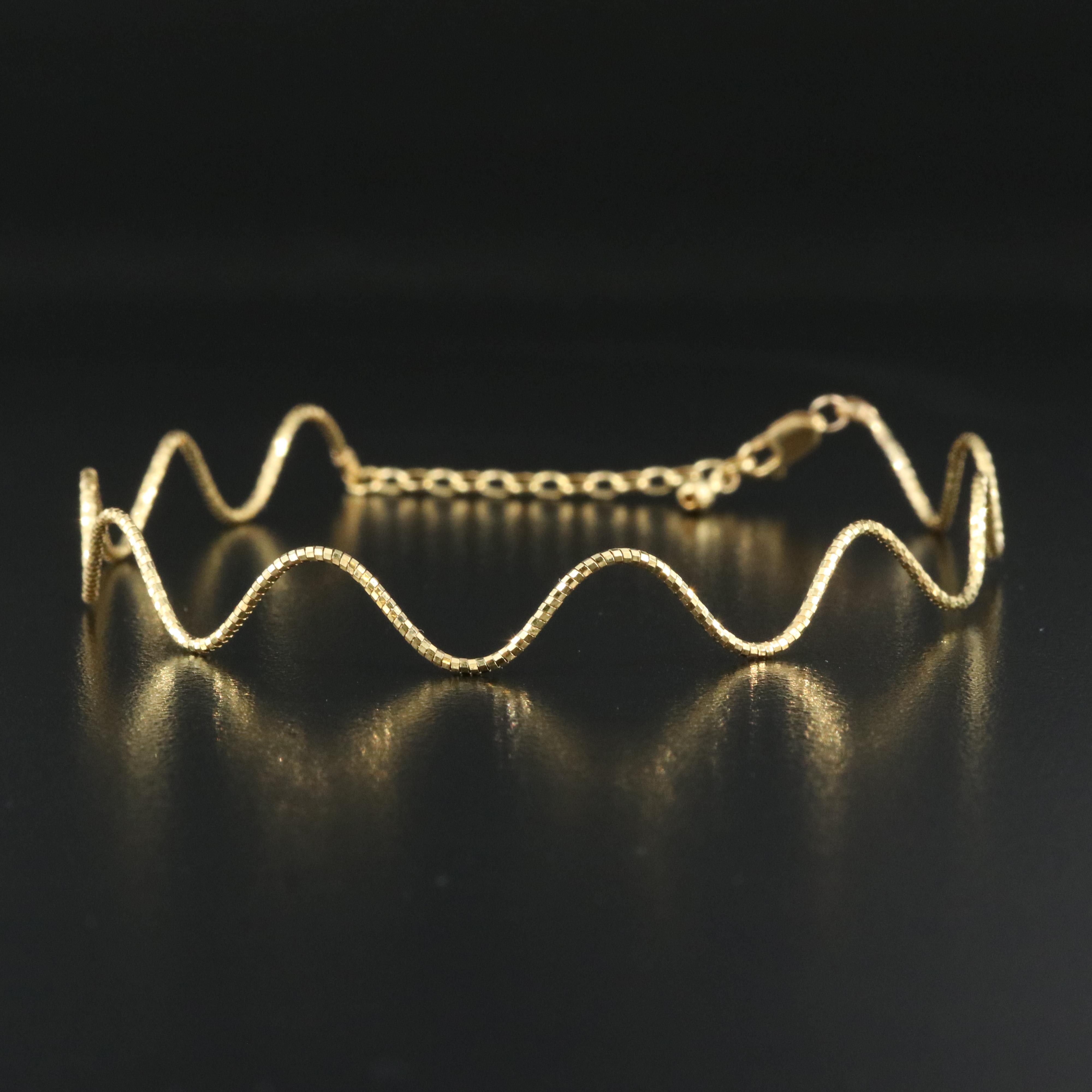 Italian 14K Wave Anklet