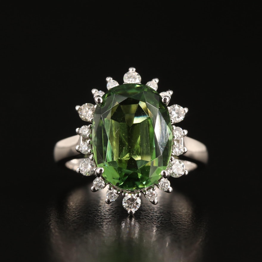 14K 5.20 CT Tourmaline and Diamond Ring