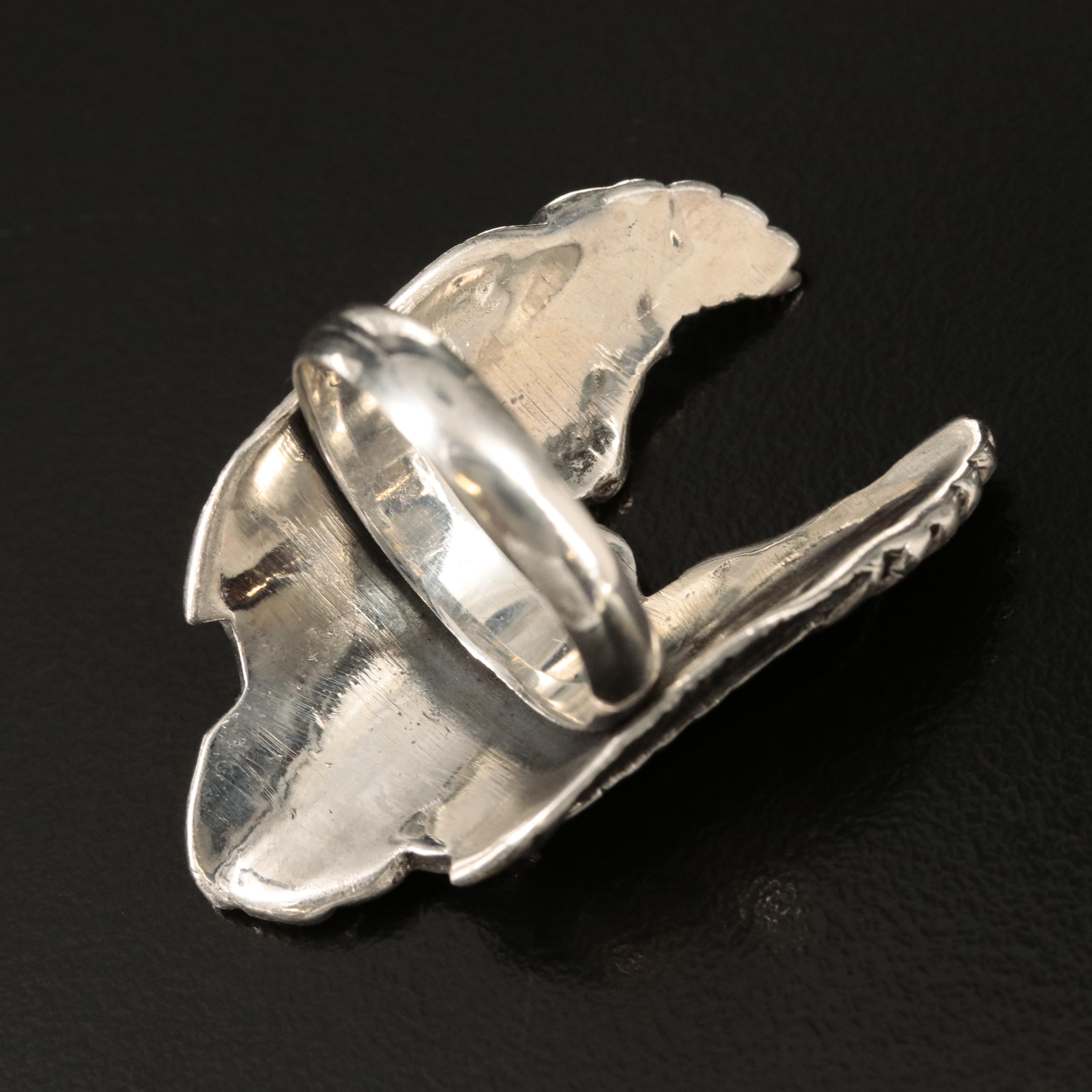 Sterling Eagle Biker Ring