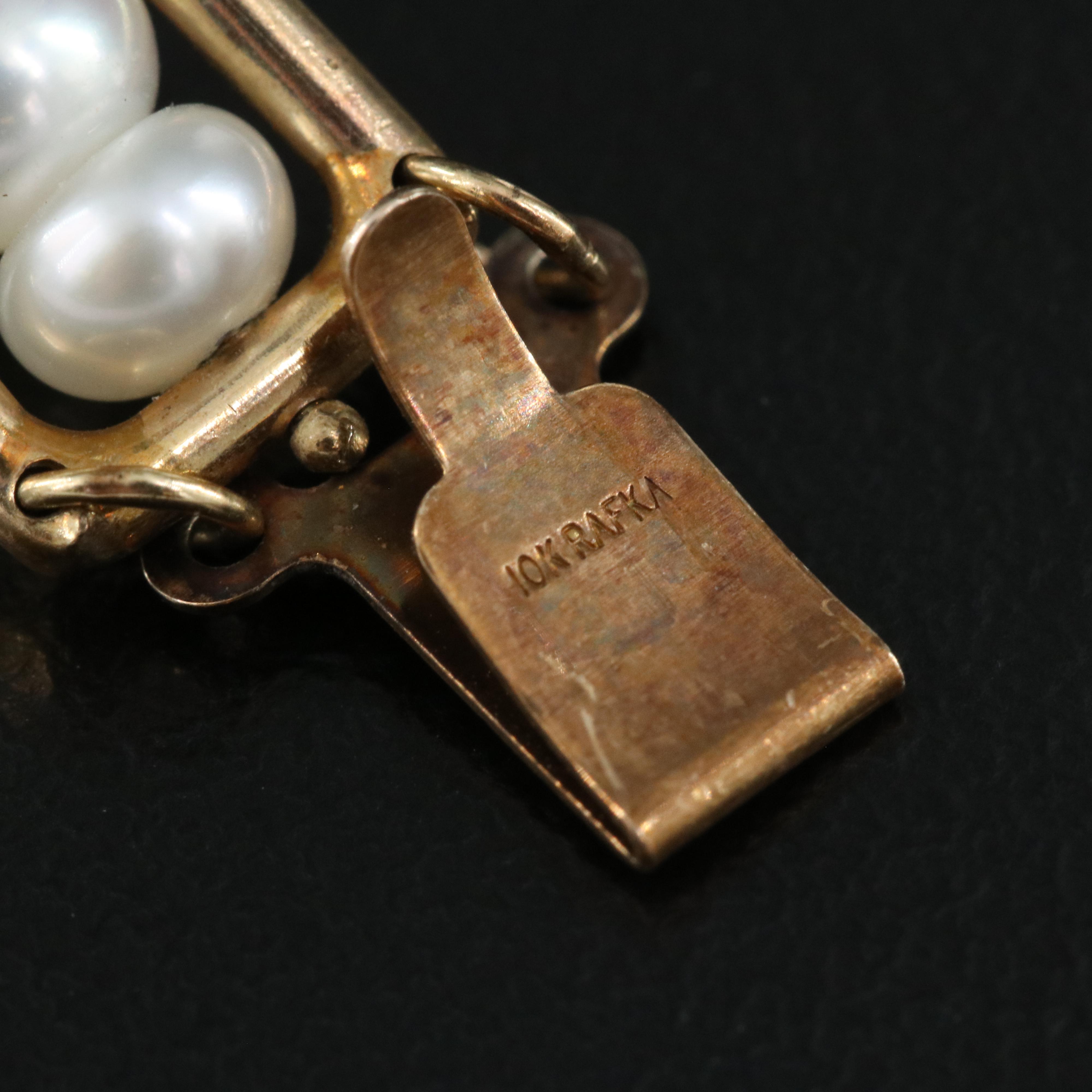 Rakfka 10K Button Pearl Panel Bracelet