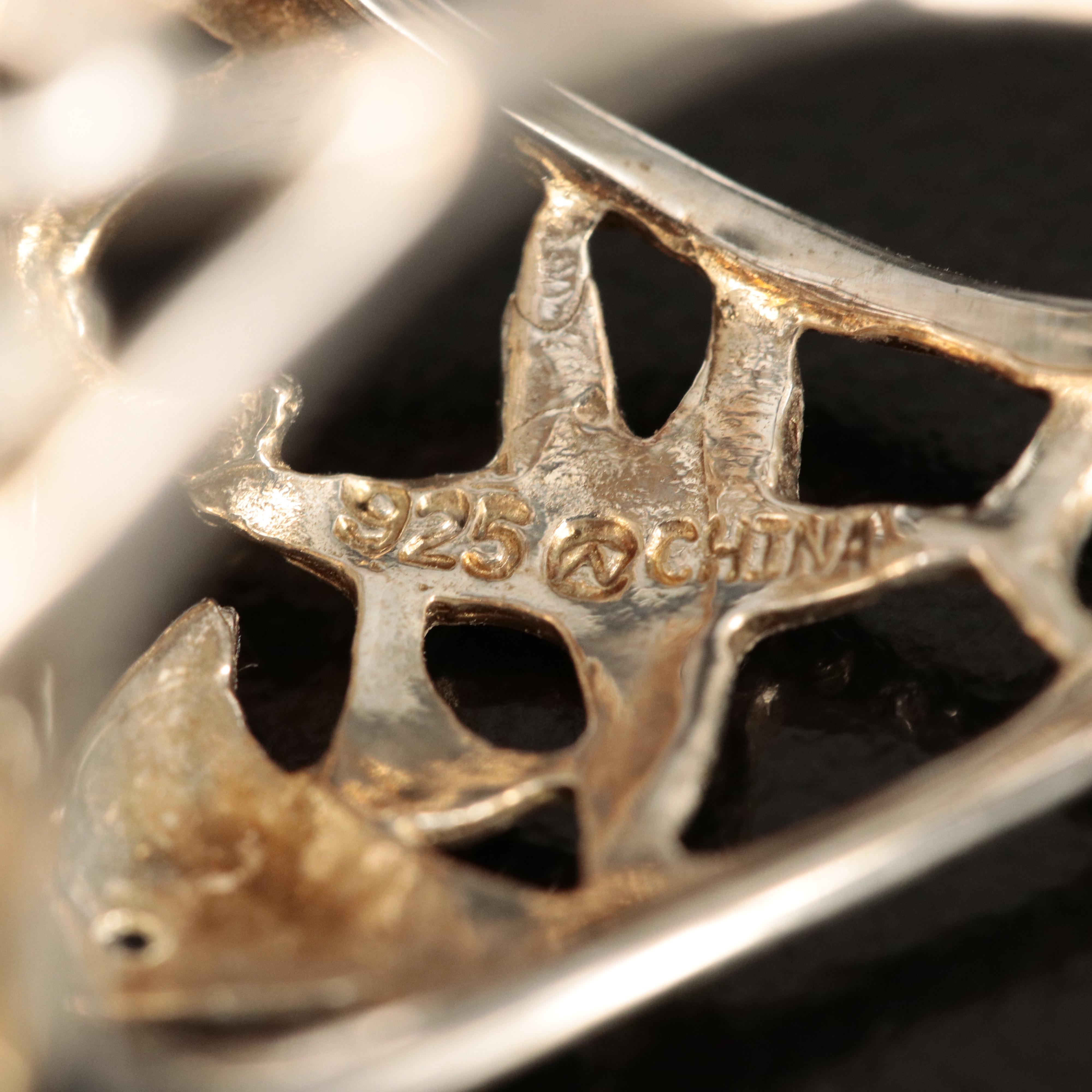 Sterling Pearl and Sapphire Sea Life Ring