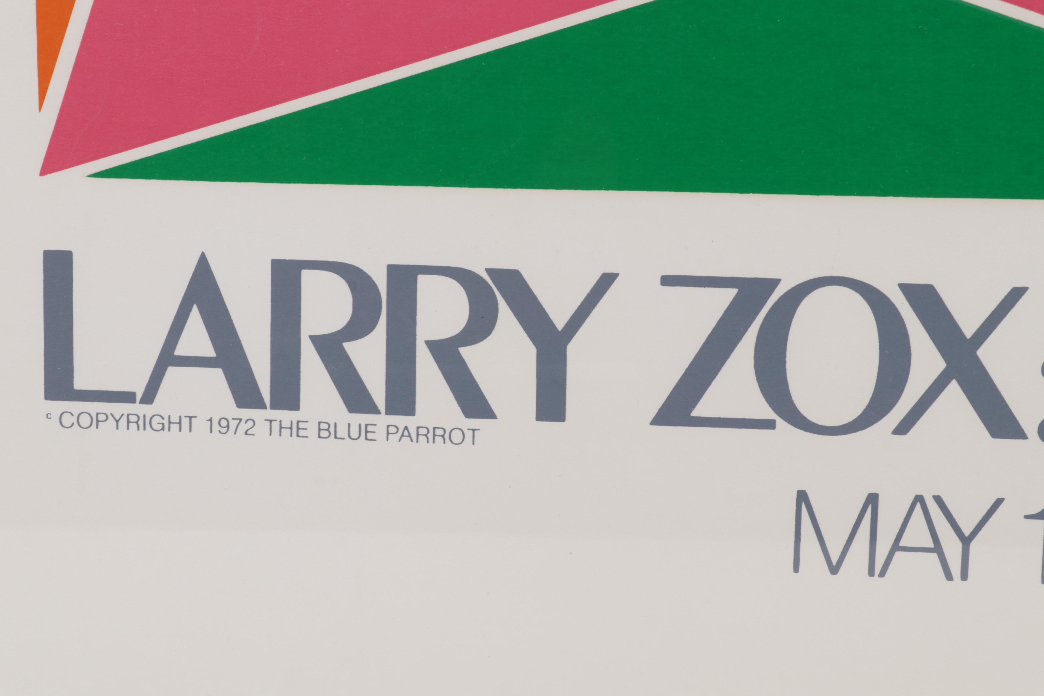 Larry Zox Serigraph for The Blue Parrot Exhibition, 1972