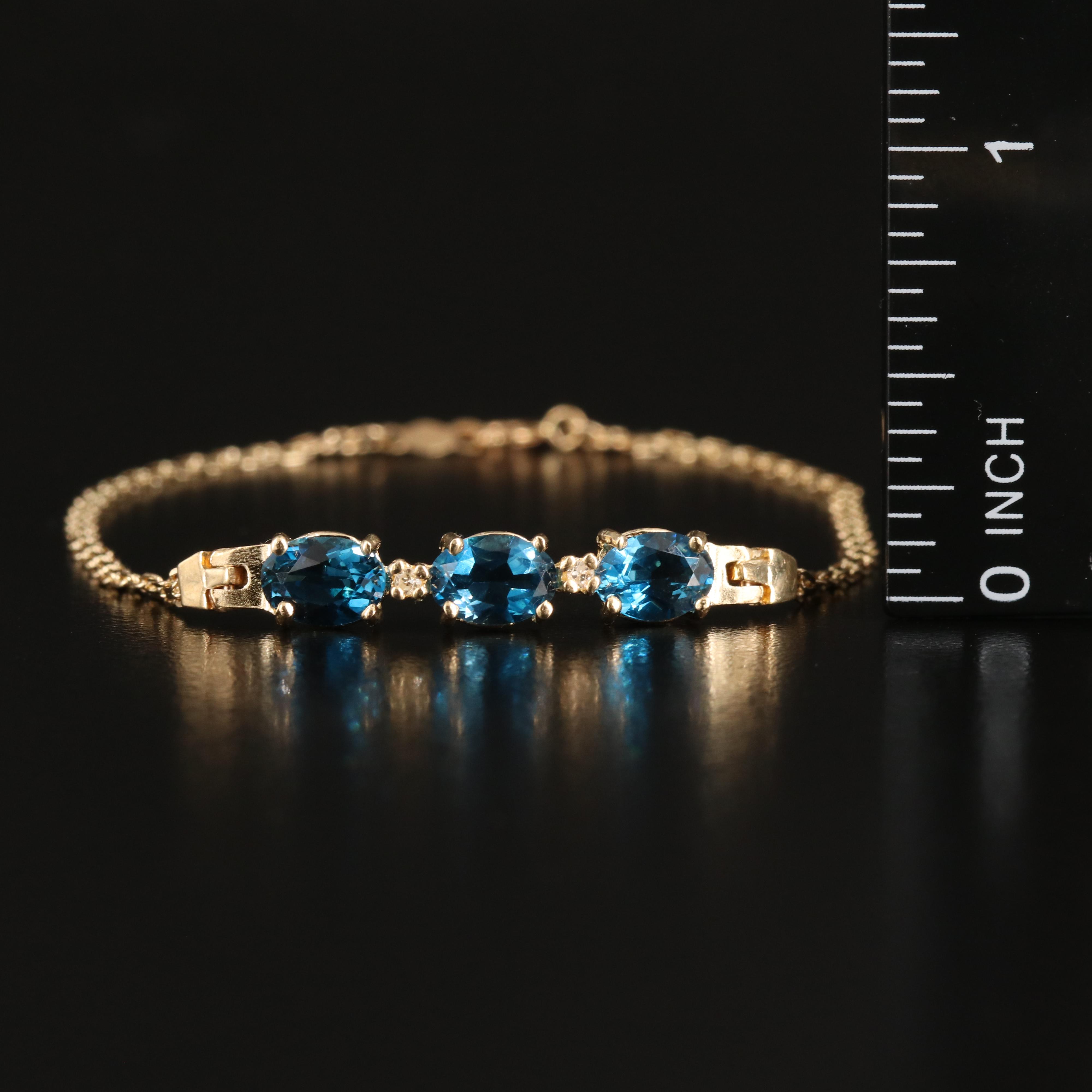 14K London Blue Topaz and Diamond Bracelet