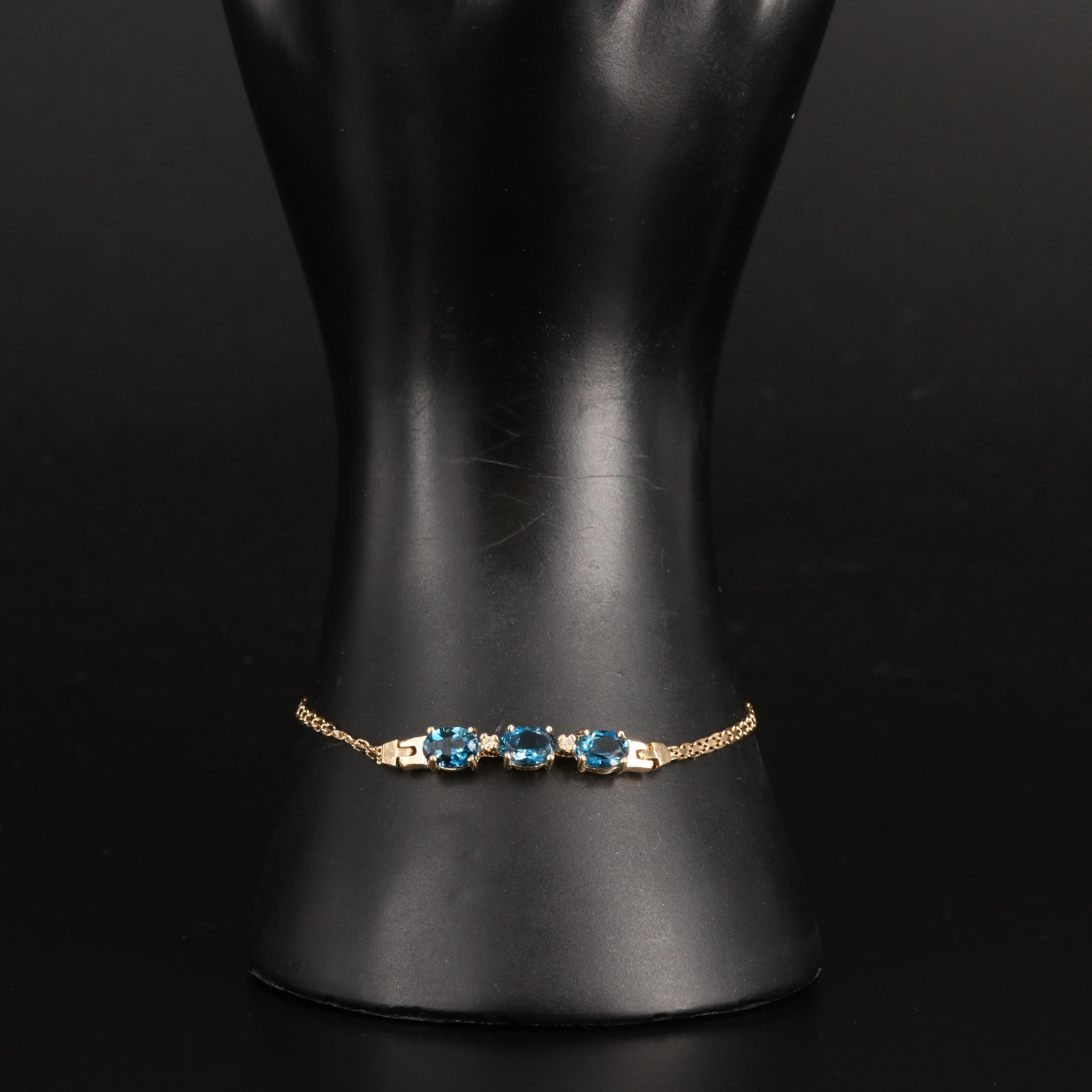 14K London Blue Topaz and Diamond Bracelet