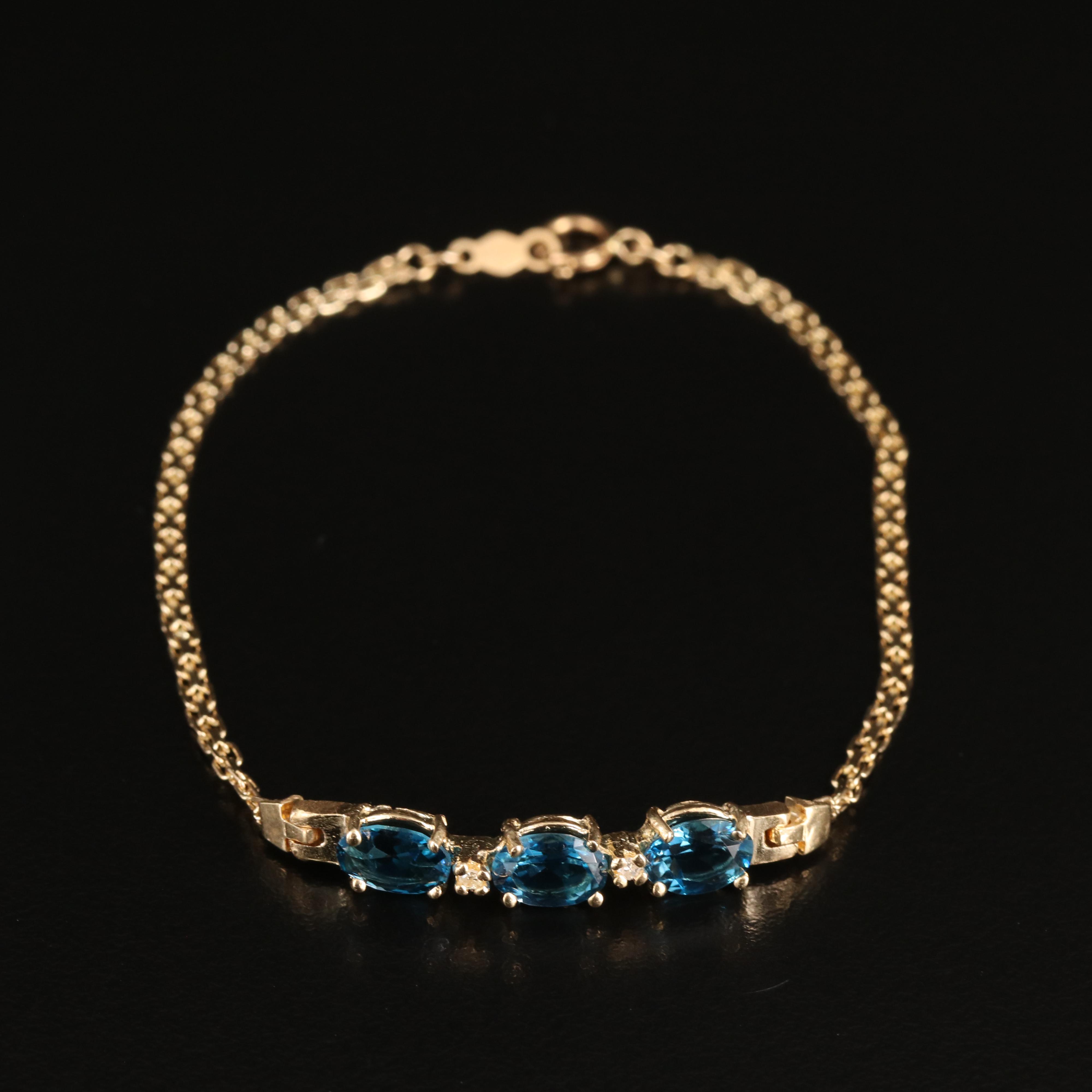 14K London Blue Topaz and Diamond Bracelet