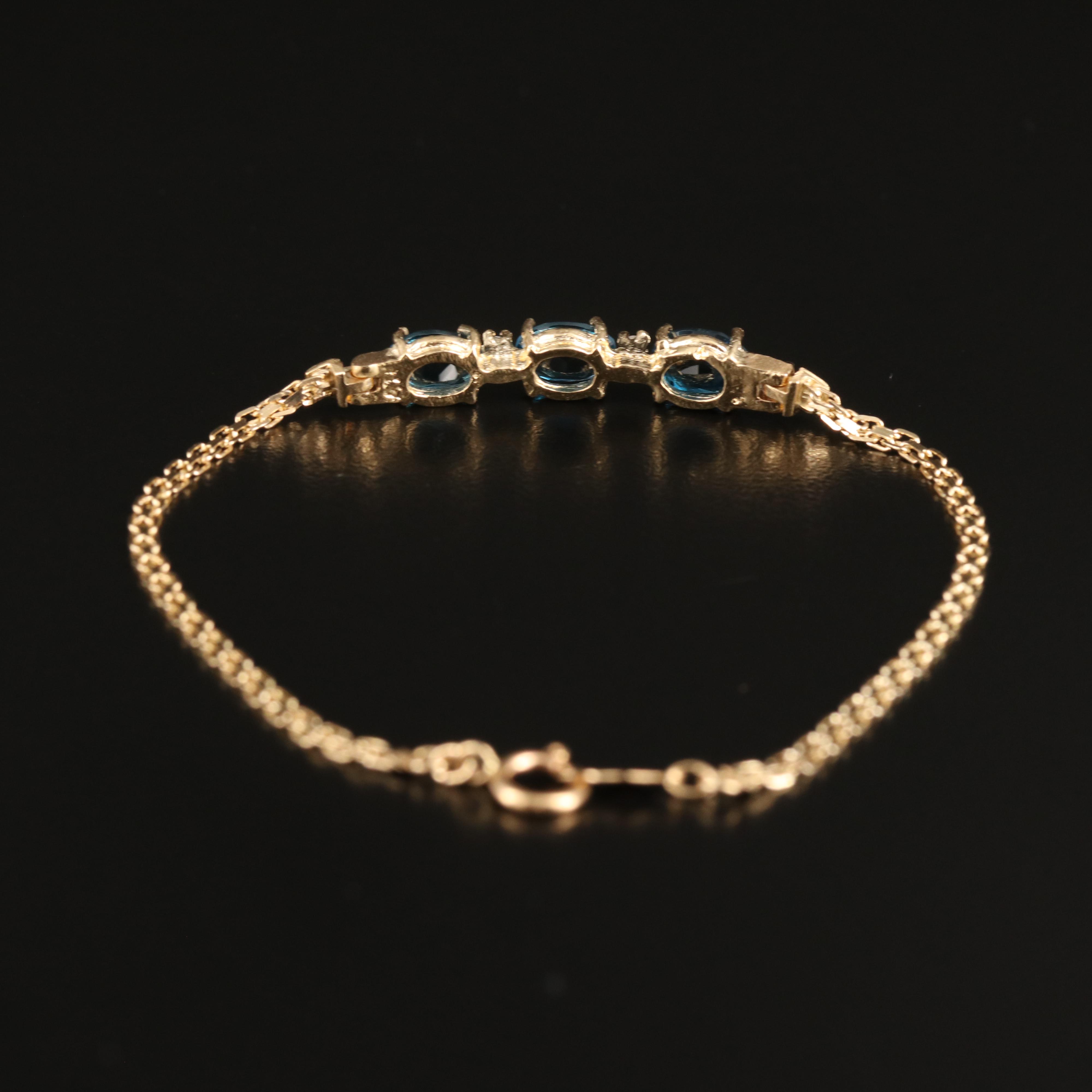 14K London Blue Topaz and Diamond Bracelet
