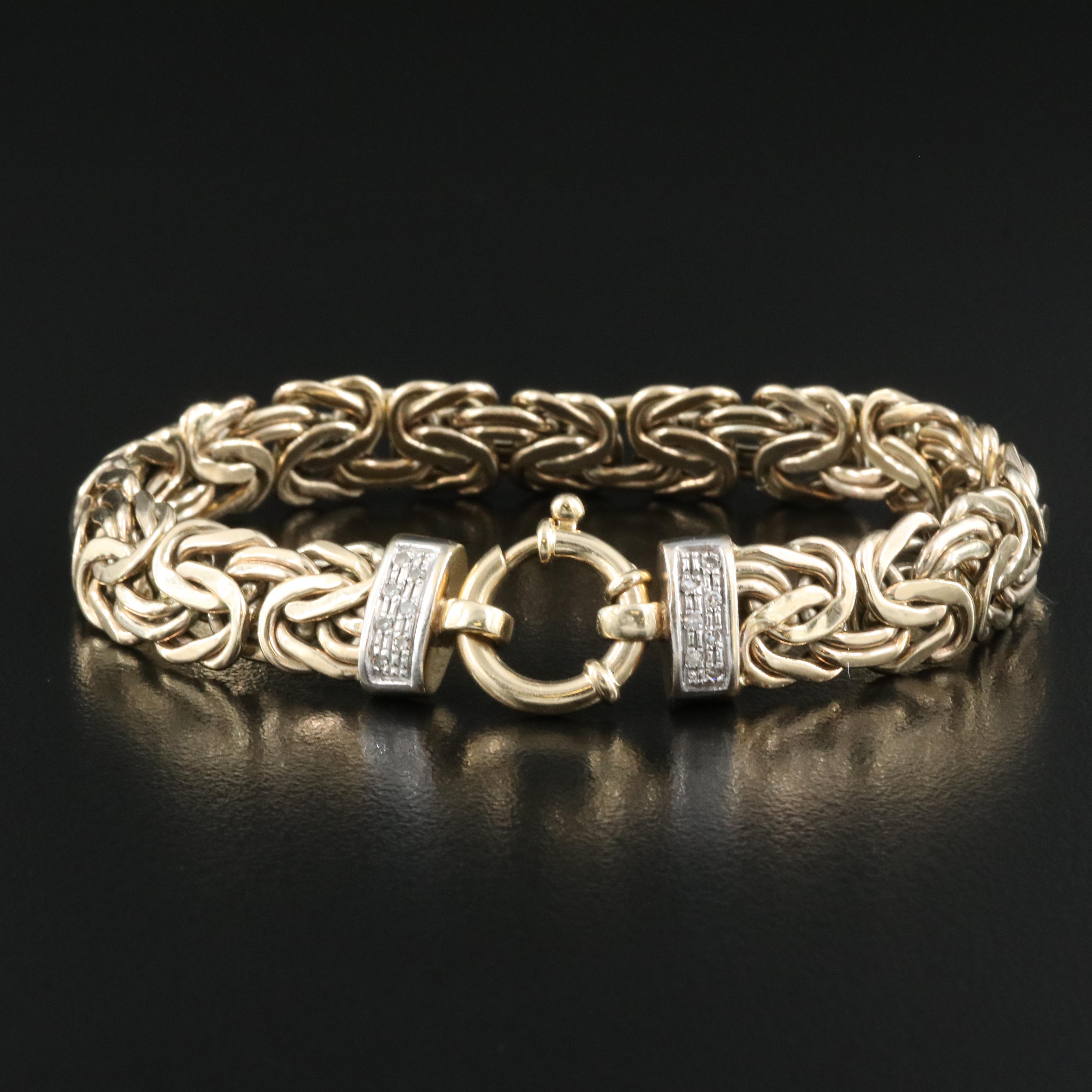 Italian 10K 0.14 CTW Diamond Byzantine Chain Bracelet
