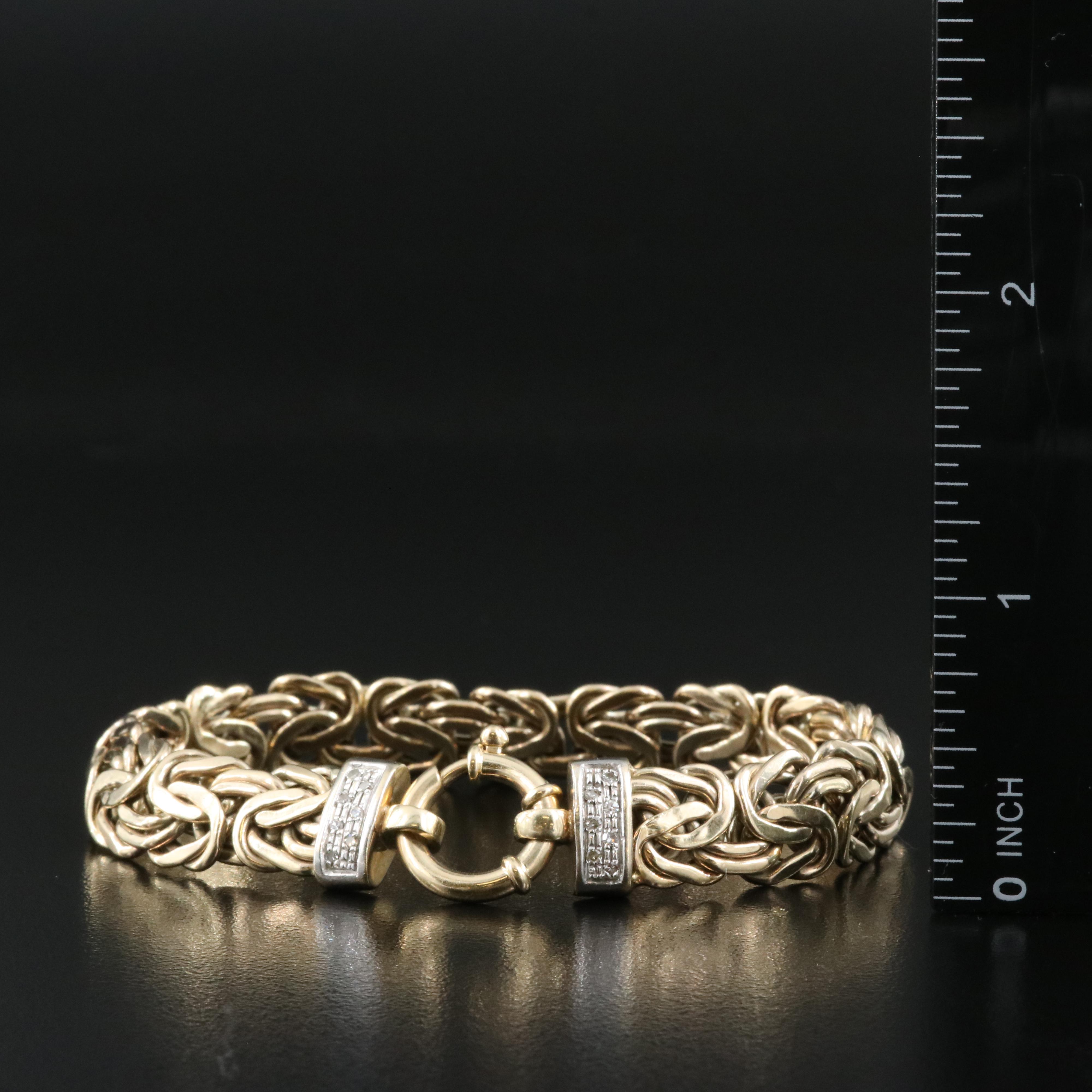 Italian 10K 0.14 CTW Diamond Byzantine Chain Bracelet