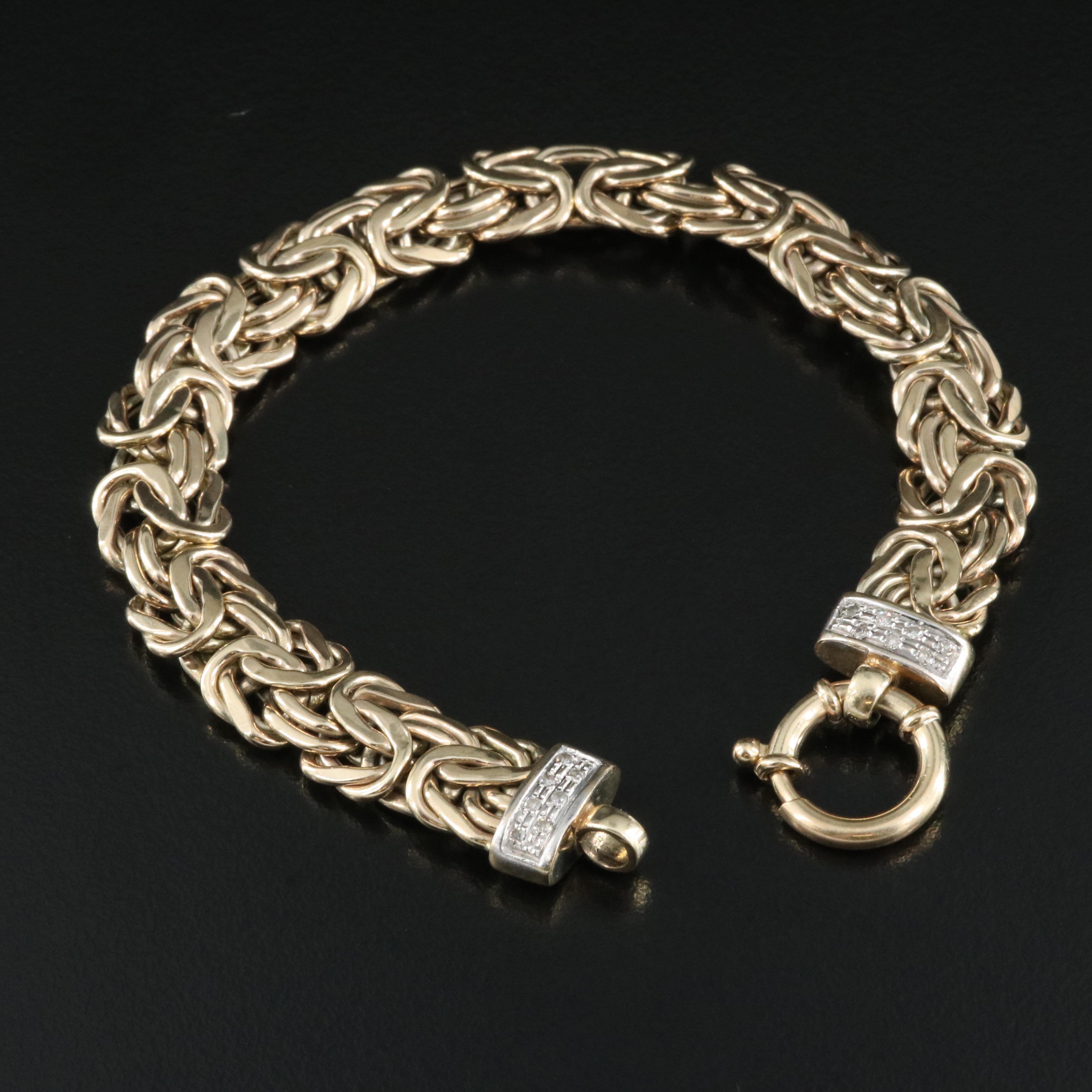 Italian 10K 0.14 CTW Diamond Byzantine Chain Bracelet