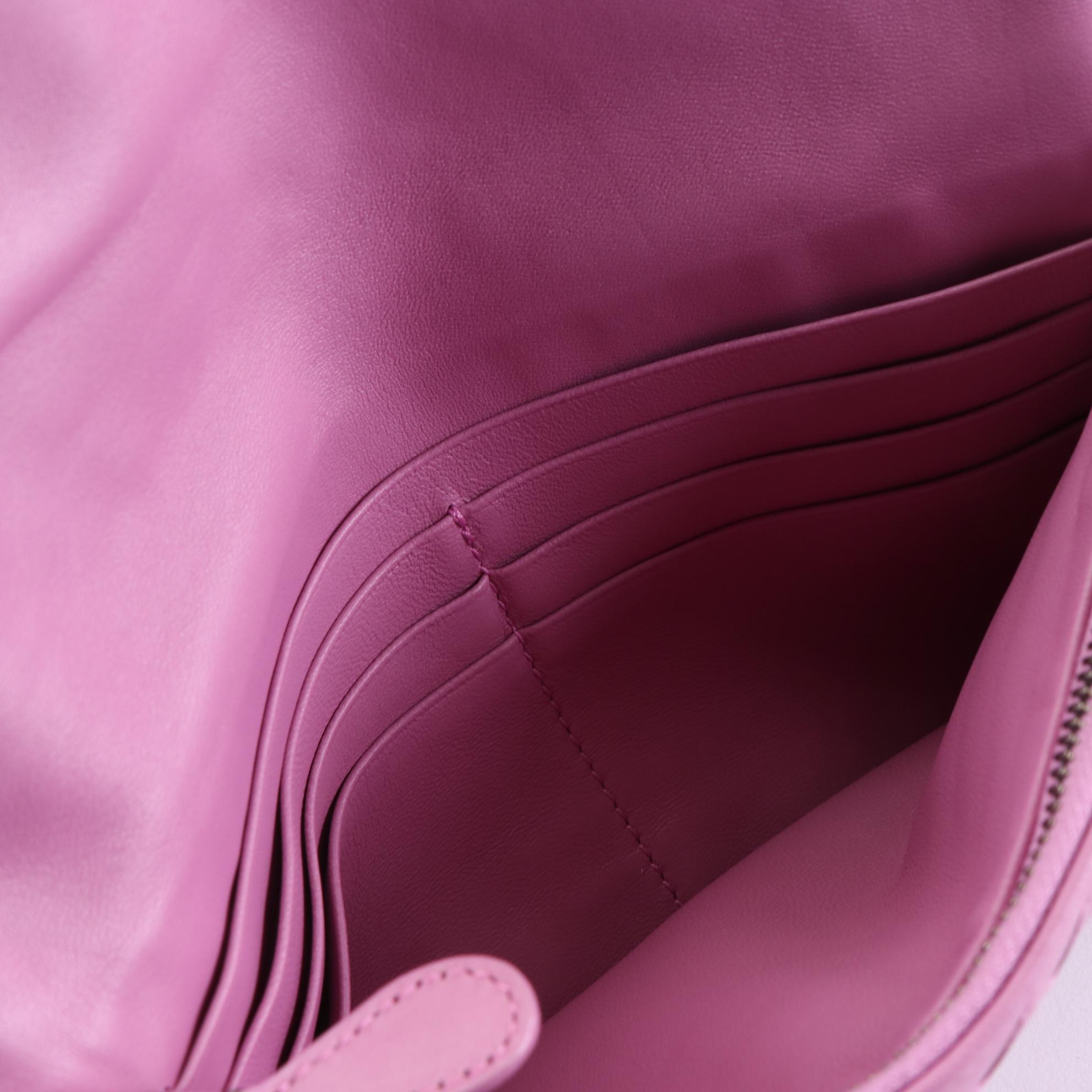 Bottega Veneta Flap Pouch Wristlet in Pink Intrecciato Nappa Leather