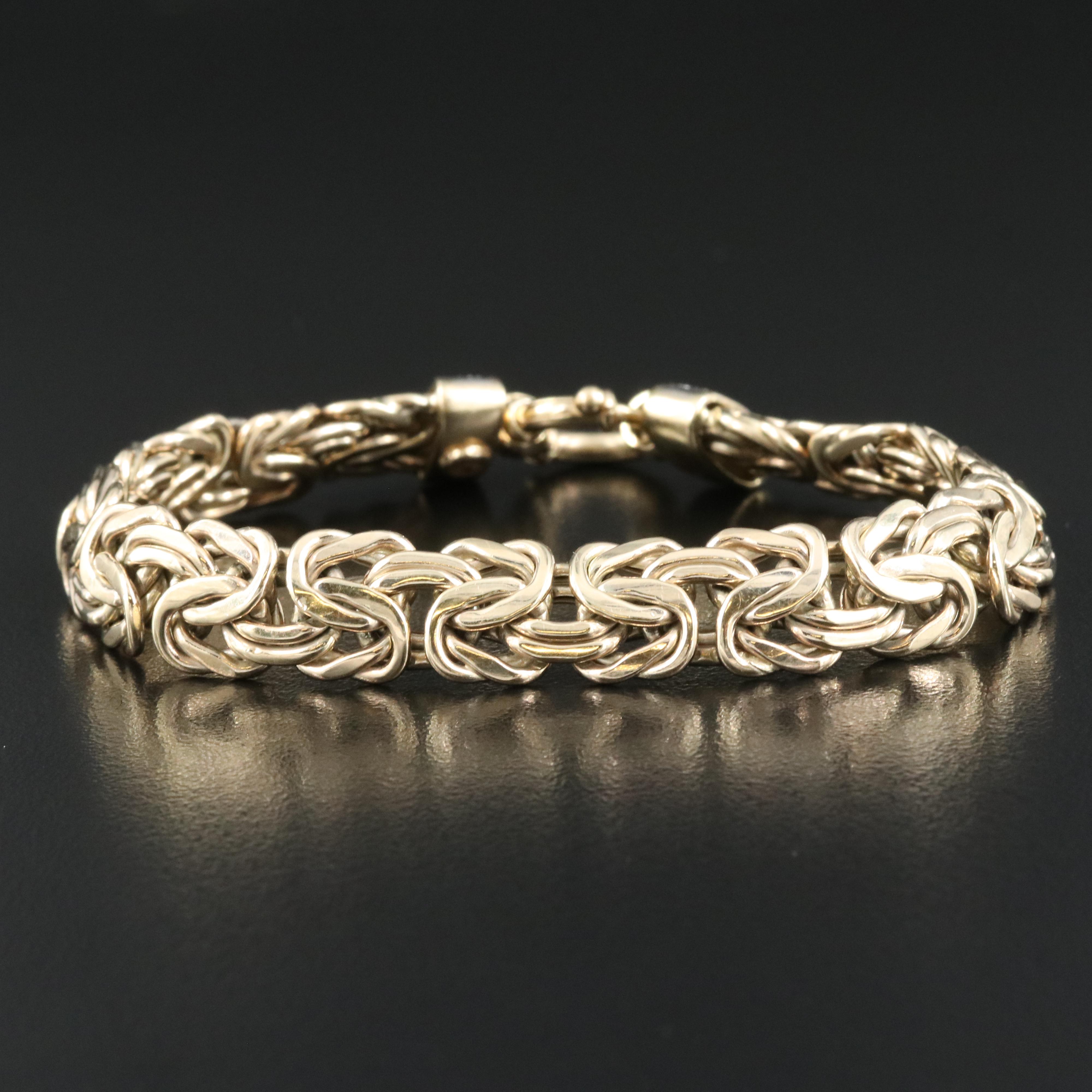 Italian 10K 0.14 CTW Diamond Byzantine Chain Bracelet