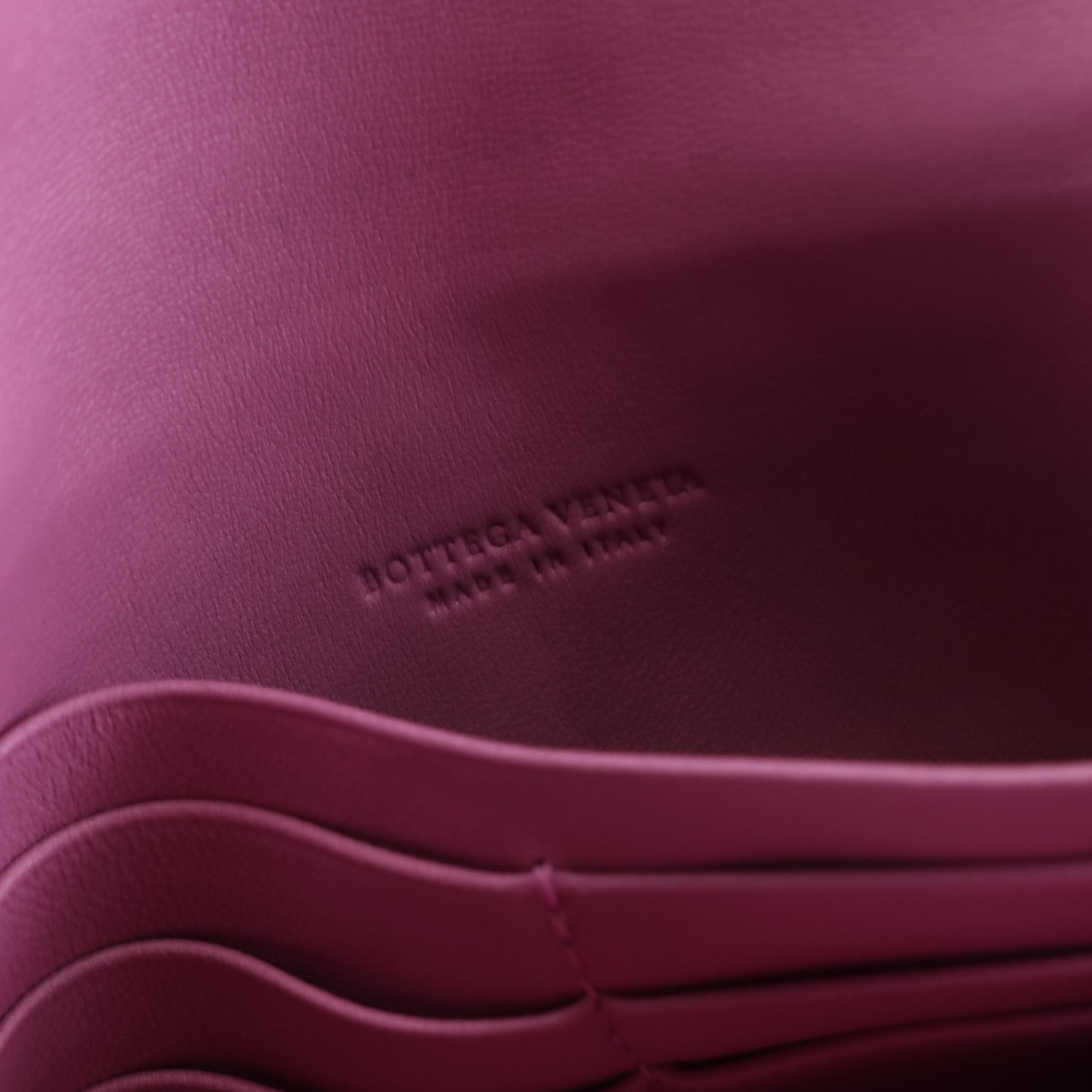 Bottega Veneta Flap Pouch Wristlet in Pink Intrecciato Nappa Leather